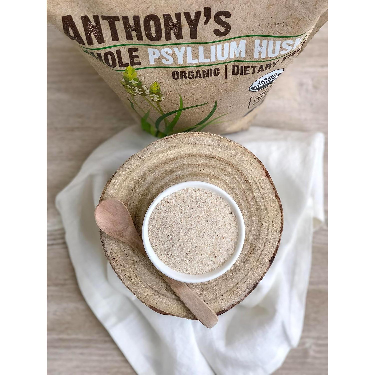 Cáscaras de Psyllium Orgánicas Anthony's 680g Sin Gluten Keto