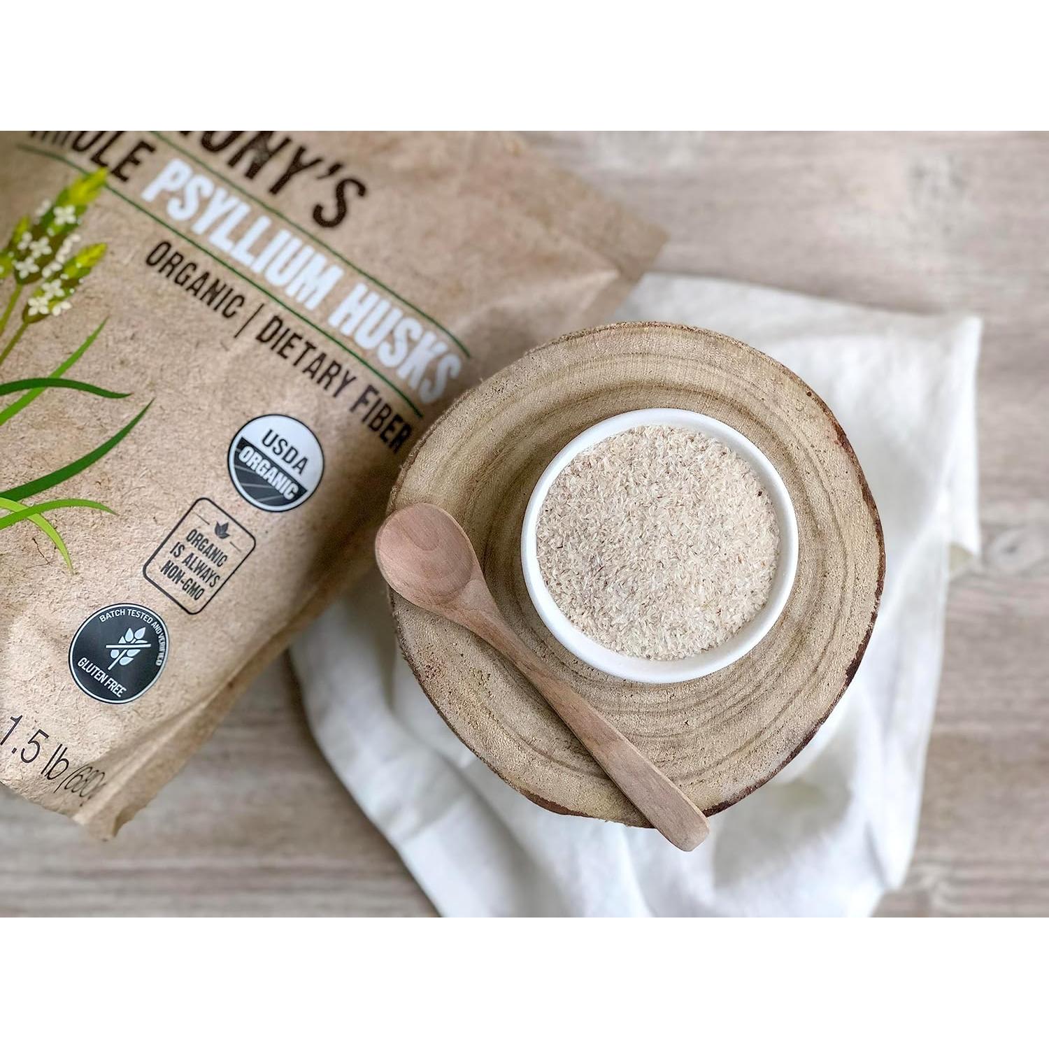 Cáscaras de Psyllium Orgánicas Anthony's 680g Sin Gluten Keto