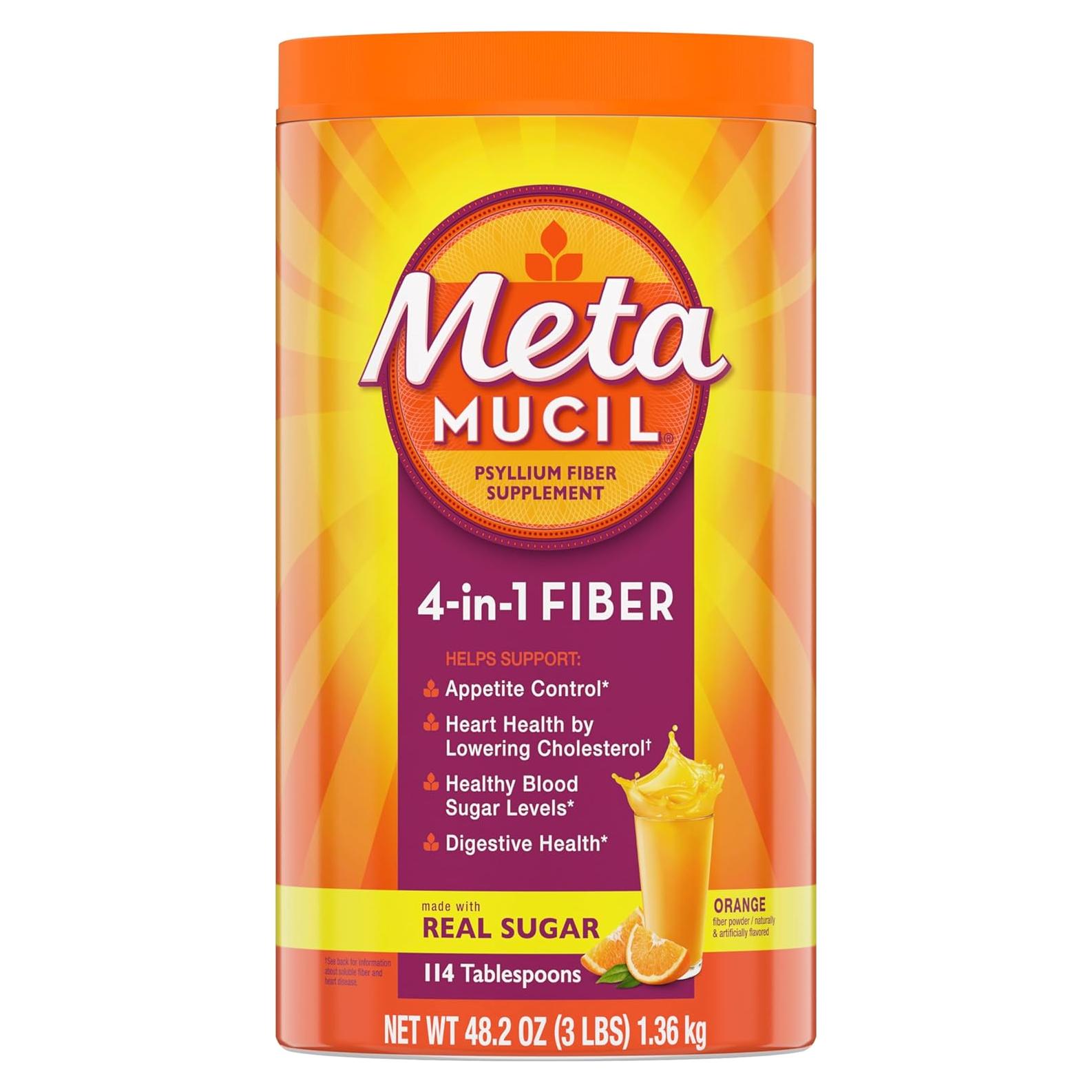 Metamucil Suplemento de Fibra 4-en-1 Naranja 114 Porciones
