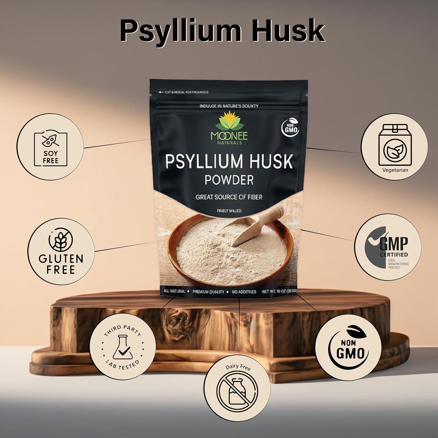 Polvo de cáscara de psyllium Moonee 283g sin gluten keto