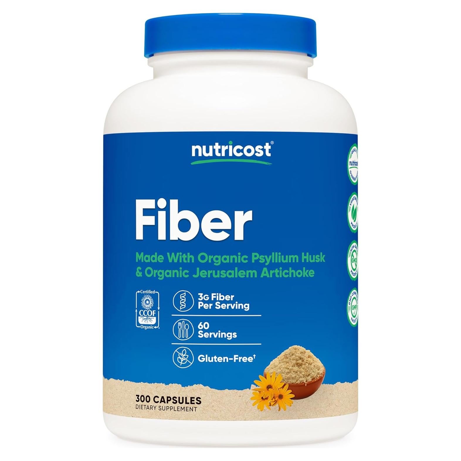 Cápsulas de Fibra Nutricost 300 Unidades - Psyllium Orgánico