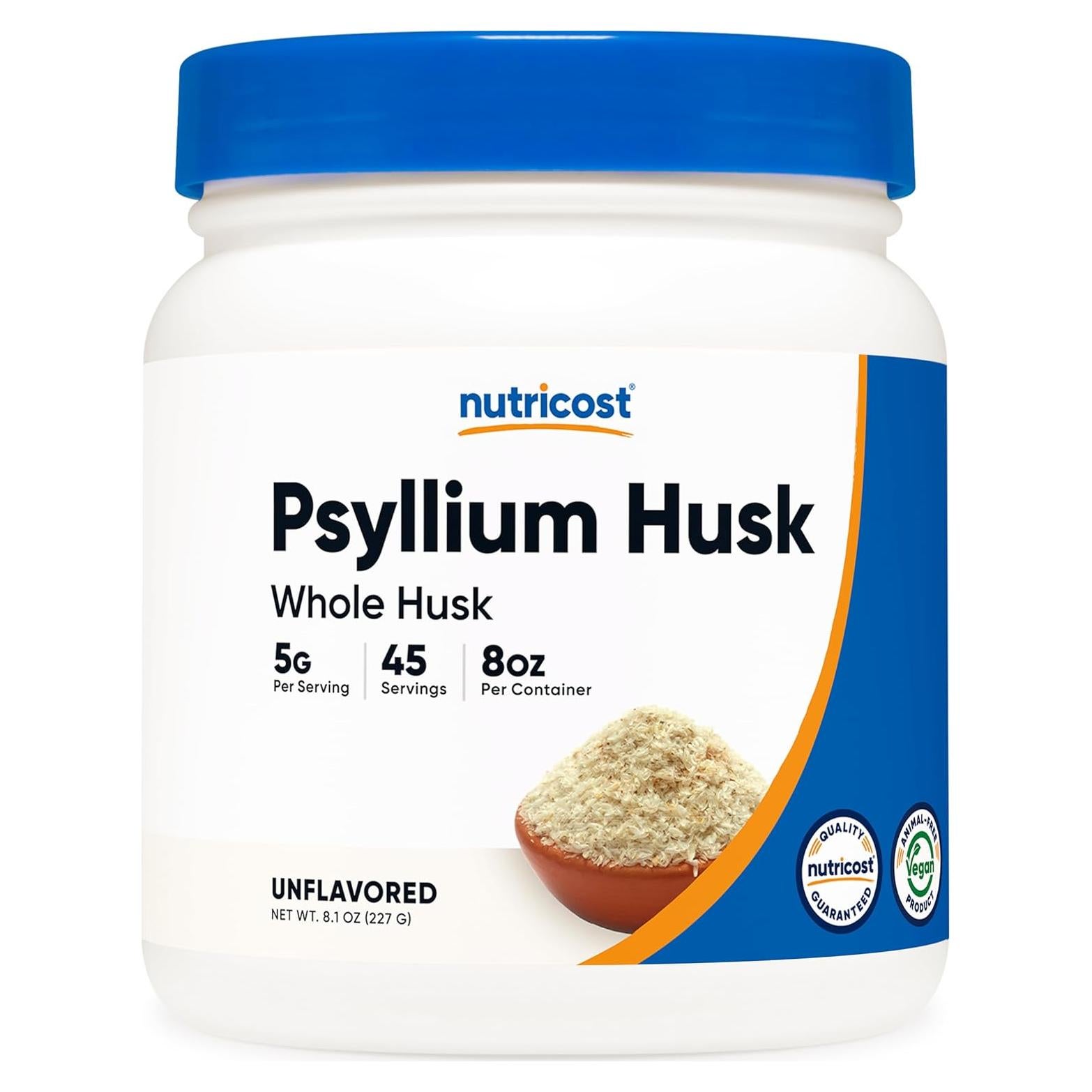Polvo de Cáscara de Psyllium Entera Nutricost 230g - Sin Gluten
