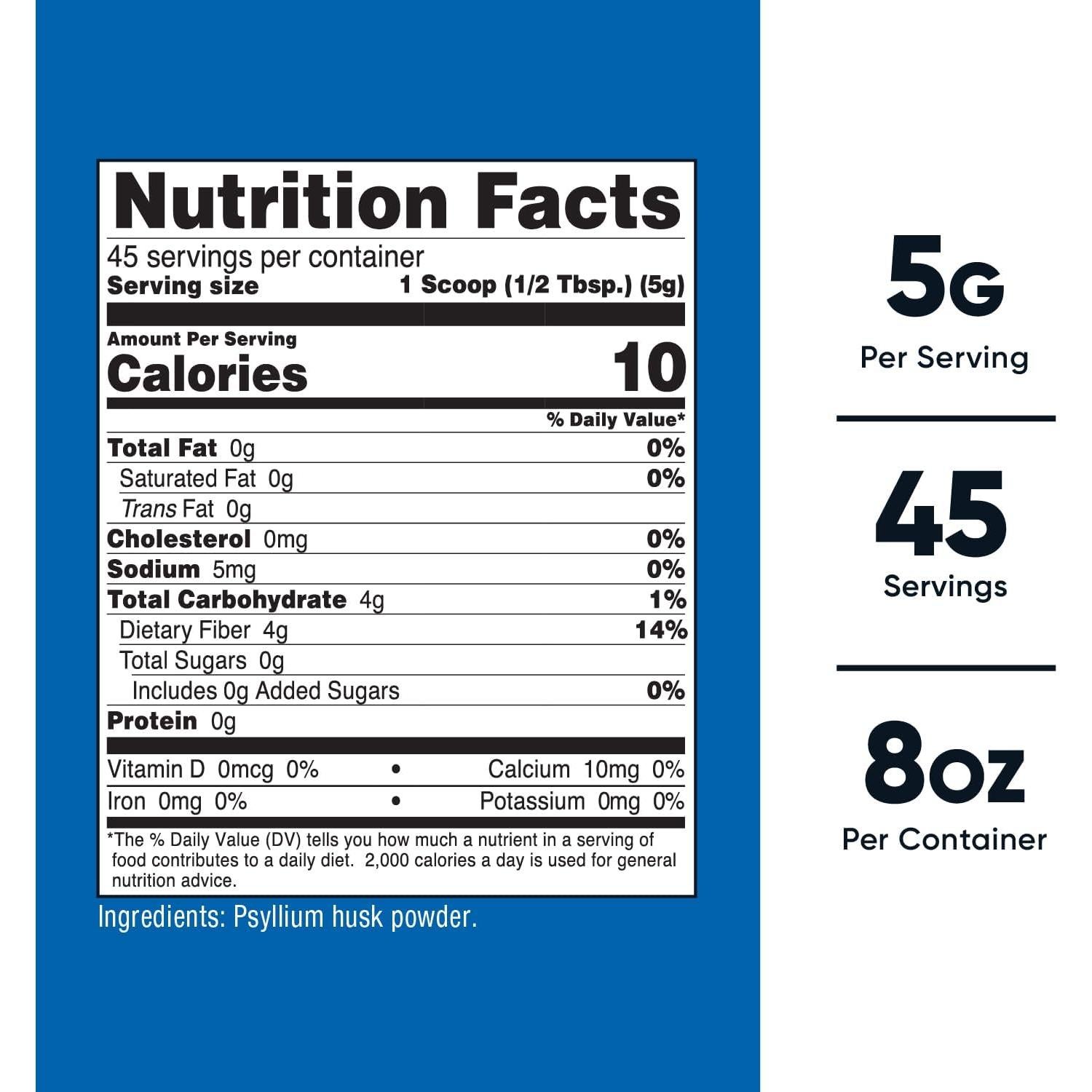 Polvo de Cáscara de Psyllium Entera Nutricost 230g - Sin Gluten