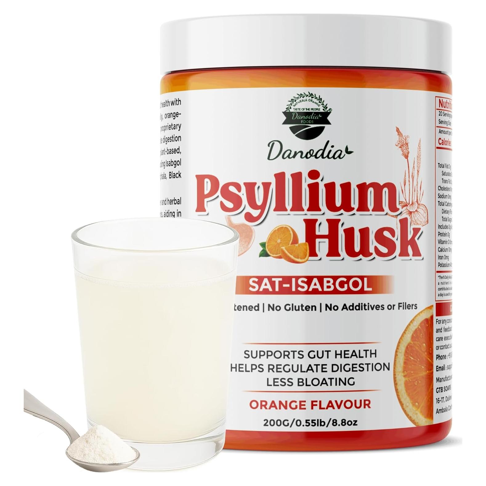 Polvo de Cáscara de Psyllium Orgánico Danodia 200g Sabor Naranja