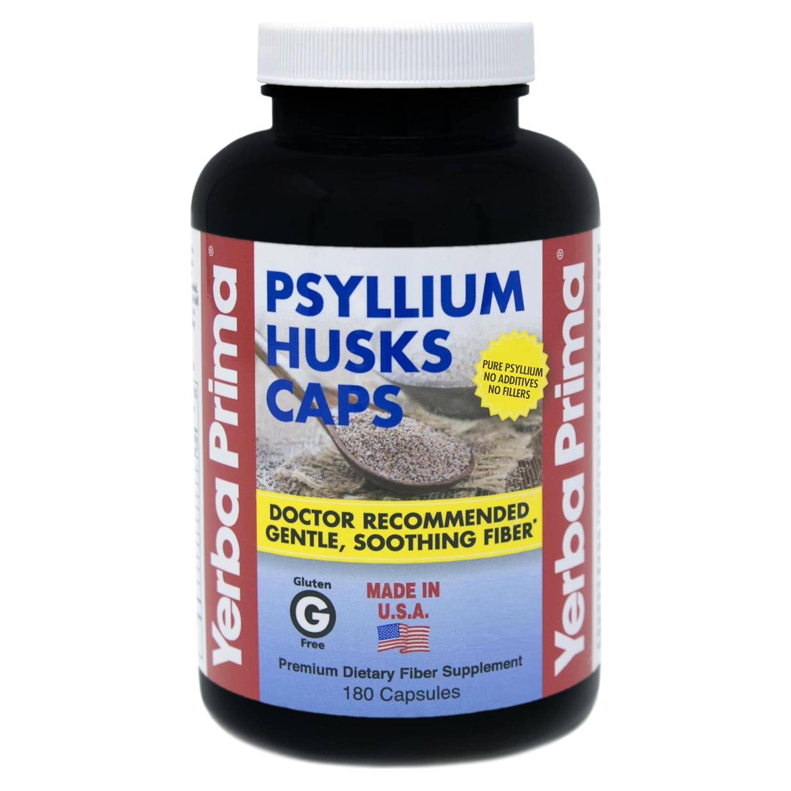 Yerba Prima Psyllium Husks 180 Cápsulas 625 mg - Fibra Digestiva