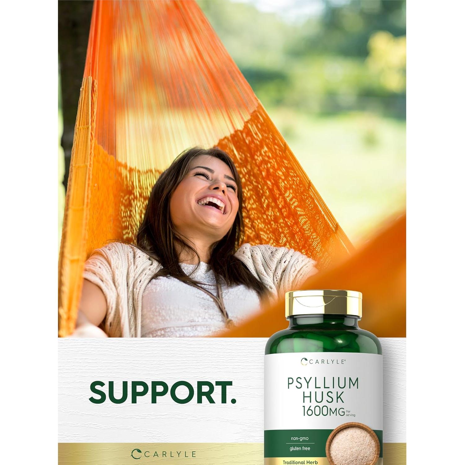 Cápsulas de Cáscara de Psyllium Carlyle 1600mg 200 Unidades