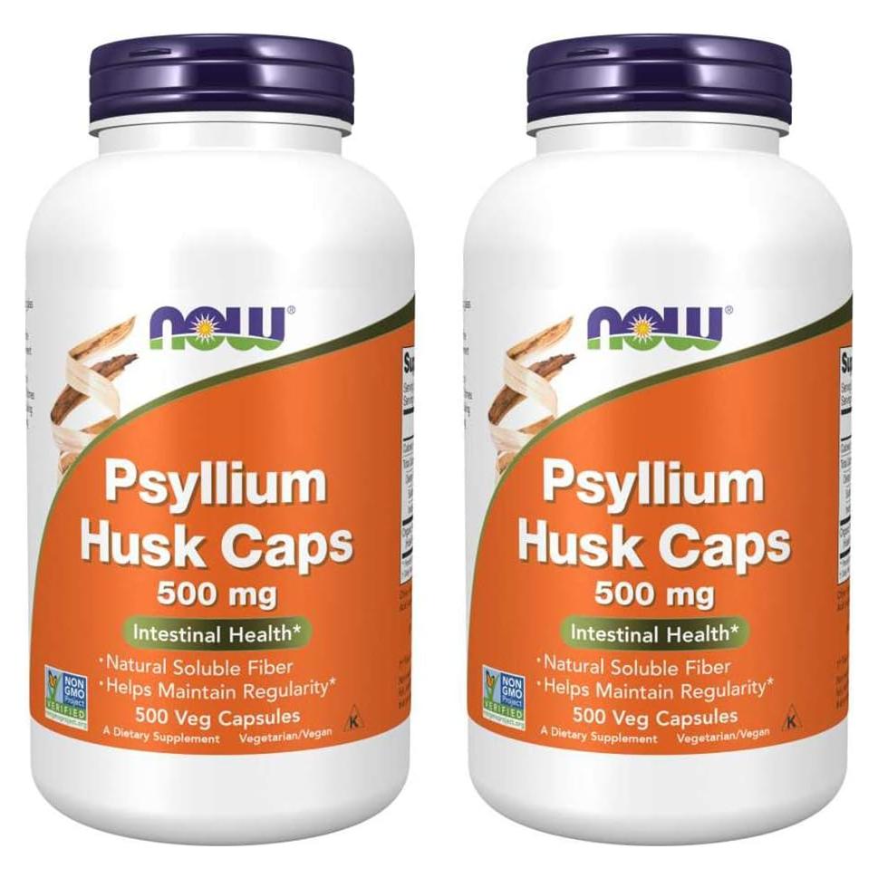 Cápsulas de Cáscara de Psyllium 500mg Now Foods 500 Unidades