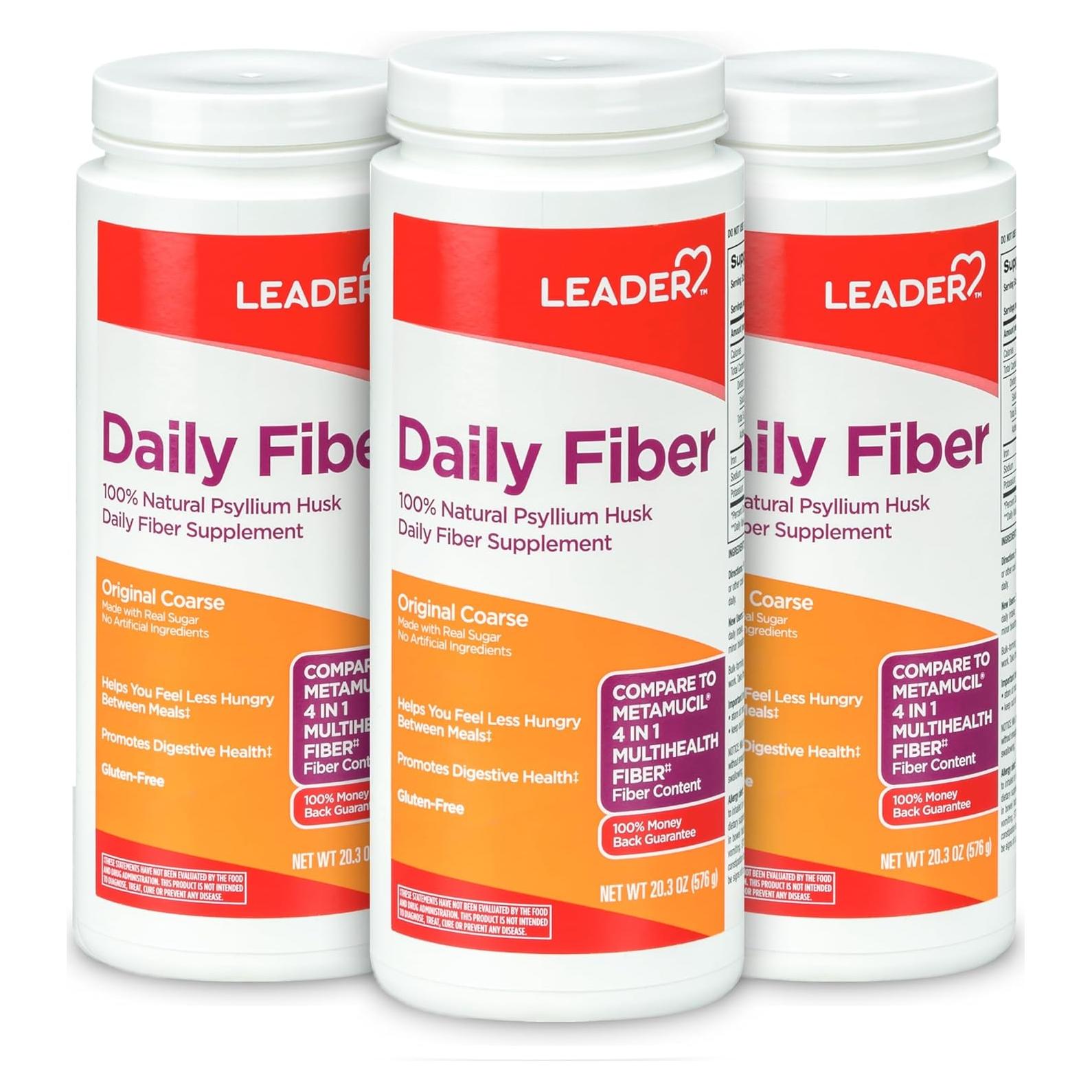 Suplemento de Fibra Psyllium LEADER 3 Paquetes de 20.3 oz