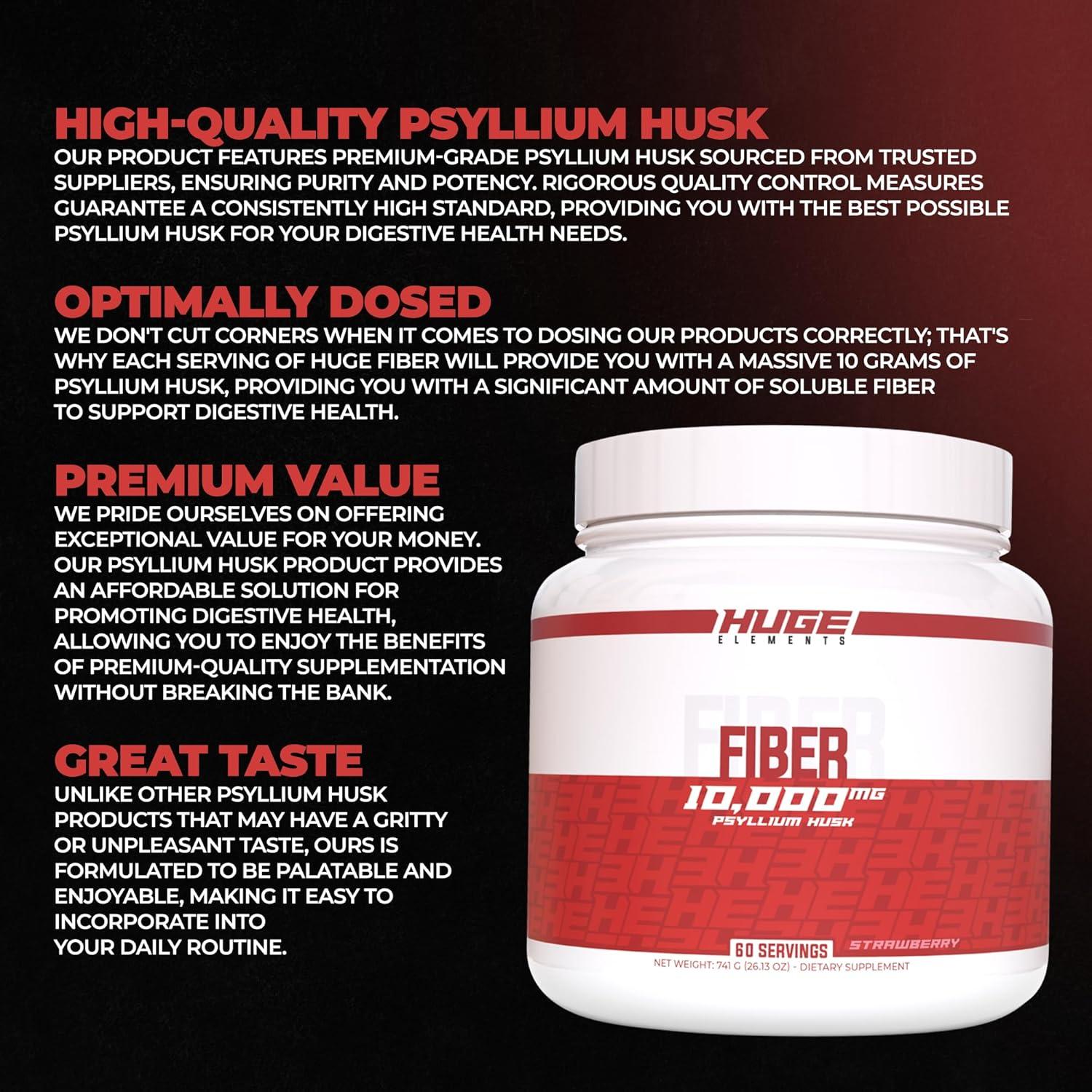 Fibra Soluble Huge Supplements 10g Cáscara de Psyllium Durazno