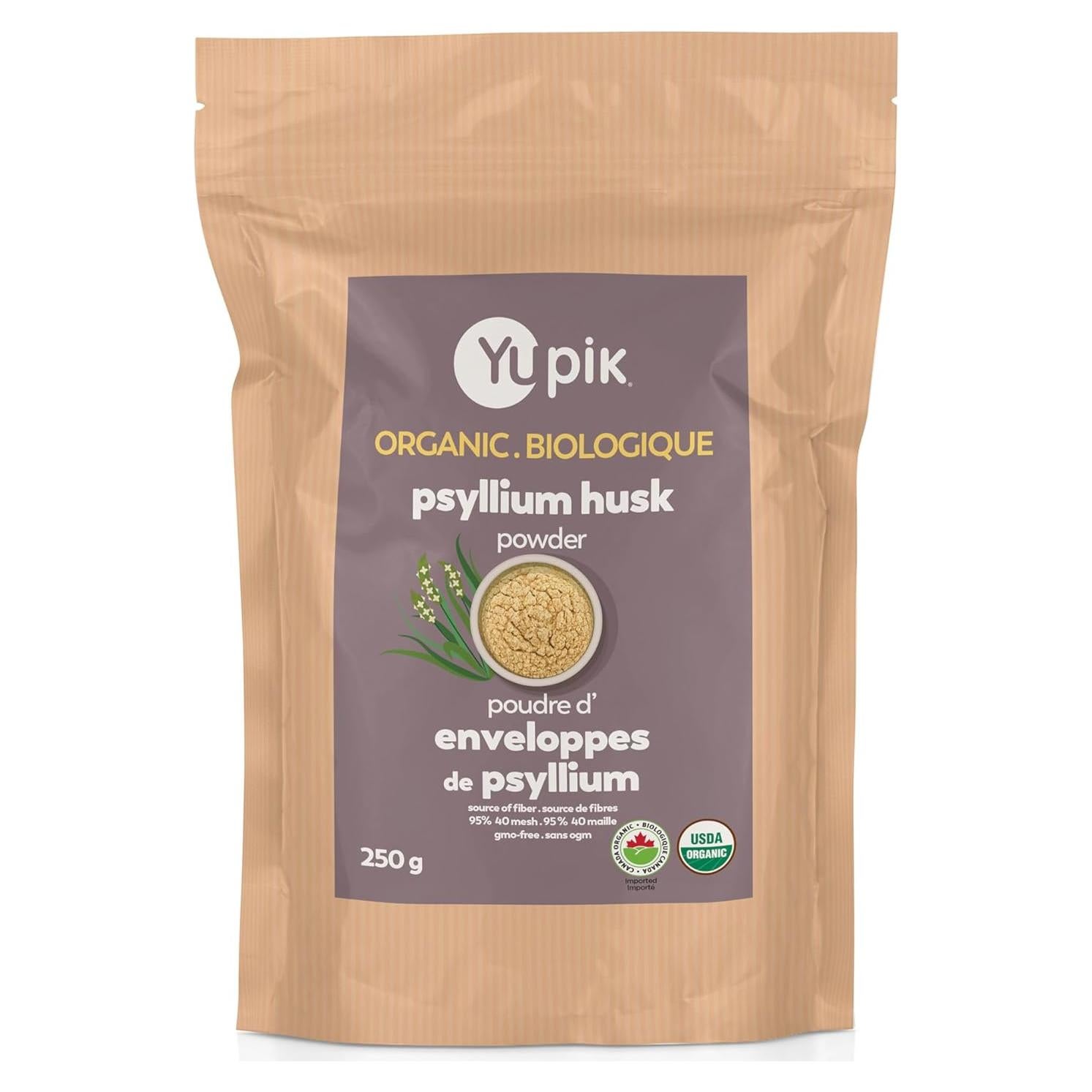 Polvo de Cáscara de Psyllium Orgánico Yupik 250 g - 95% Pureza