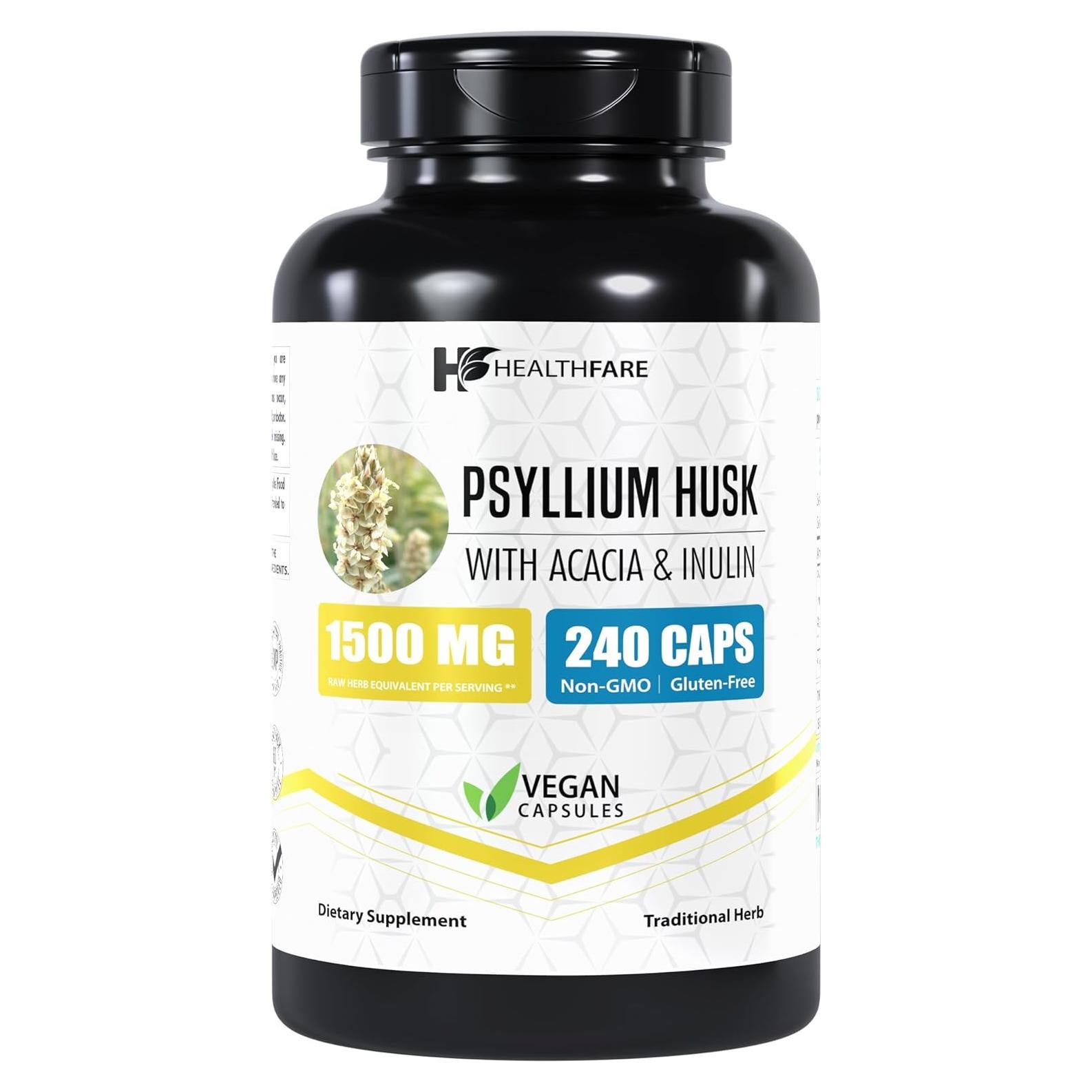 Cápsulas de Cáscara de Psyllium HealthFare 1500mg 240 Veganas