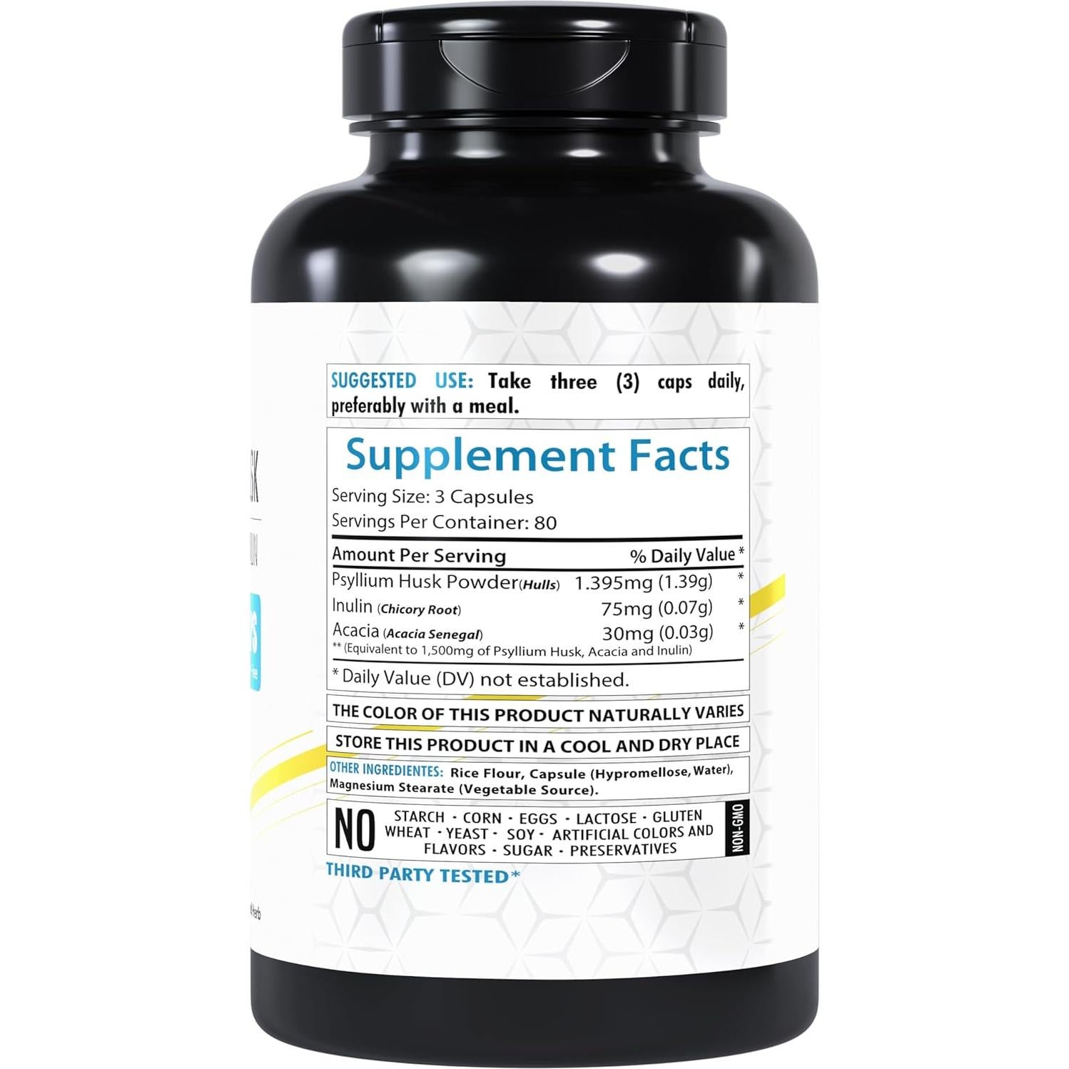 Cápsulas de Cáscara de Psyllium HealthFare 1500mg 240 Veganas