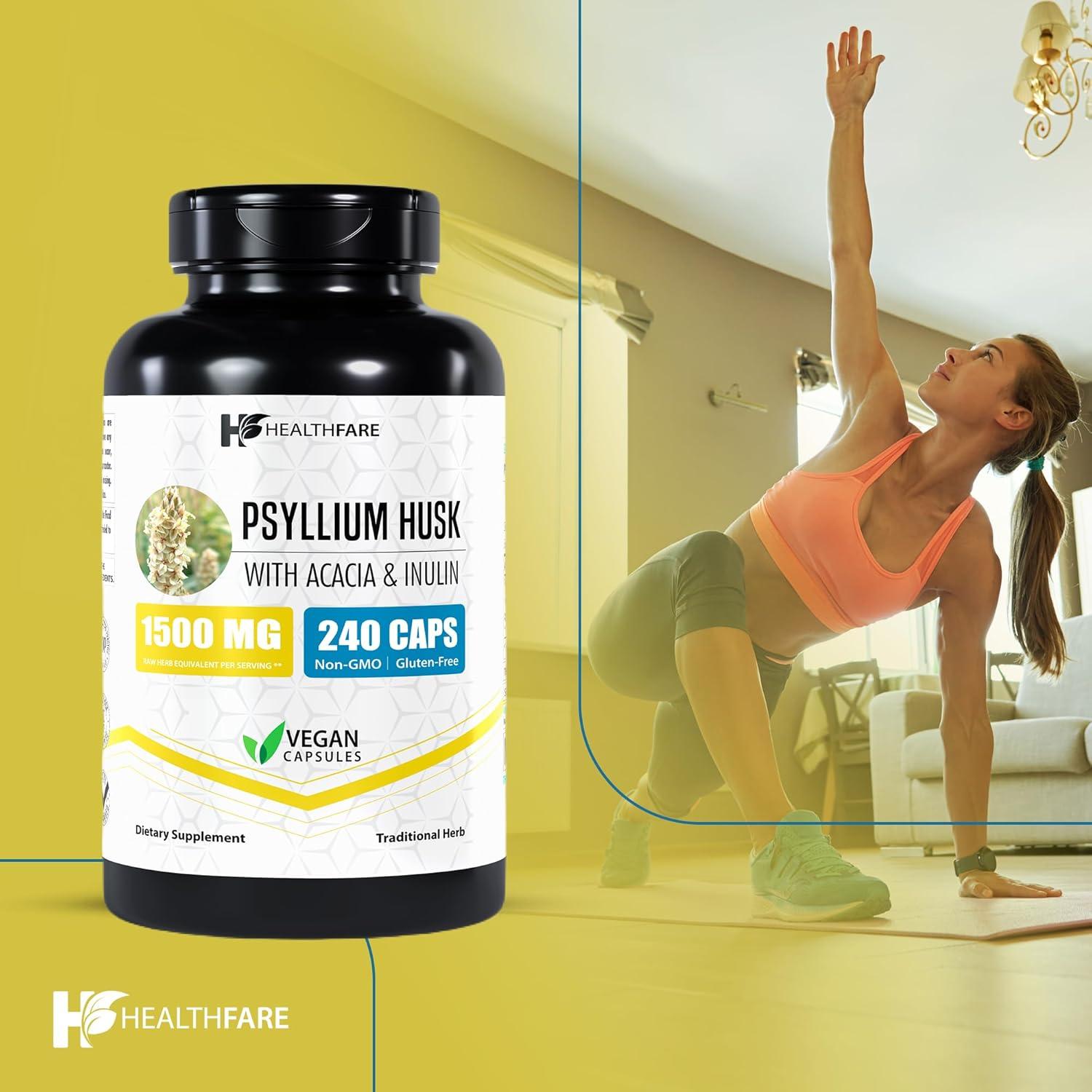 Cápsulas de Cáscara de Psyllium HealthFare 1500mg 240 Veganas