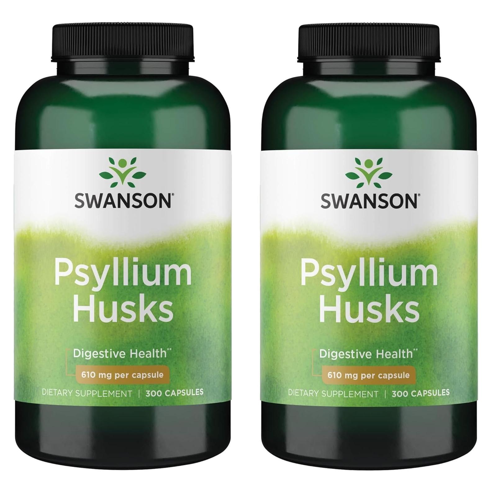 Suplemento de fibra cáscara de psyllium Swanson 610 mg 300 cápsulas