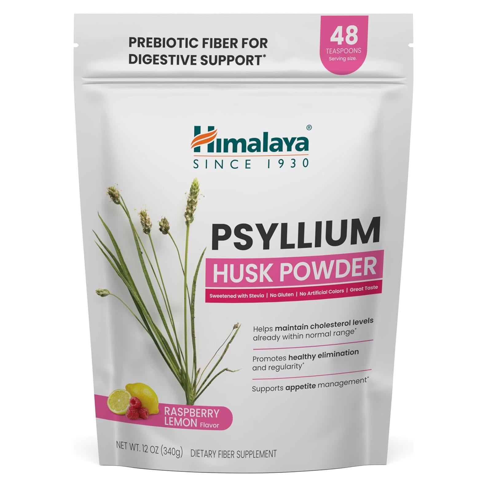 Polvo de Cáscara de Psyllium Himalaya 340g Frambuesa y Limón