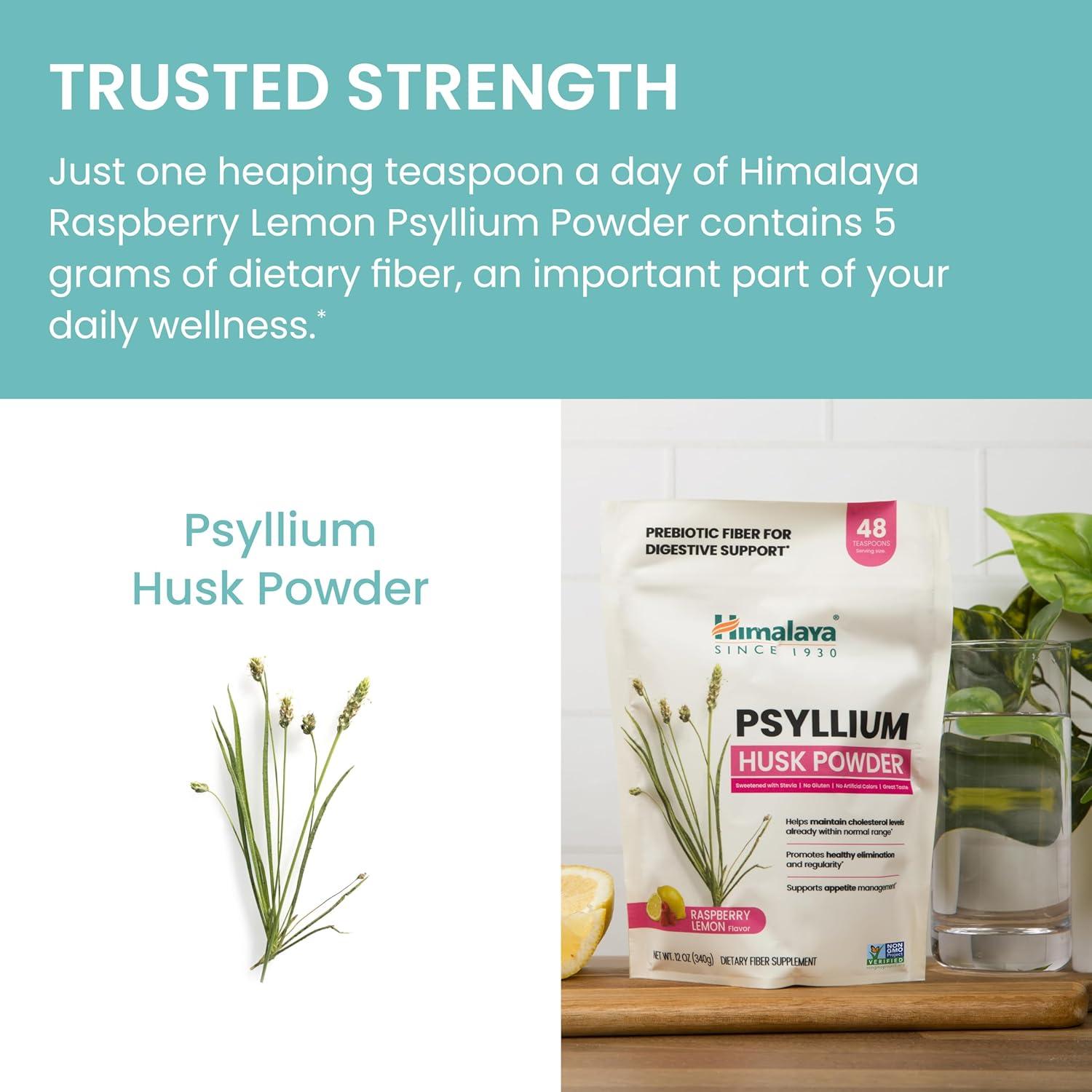 Polvo de Cáscara de Psyllium Himalaya 340g Frambuesa y Limón