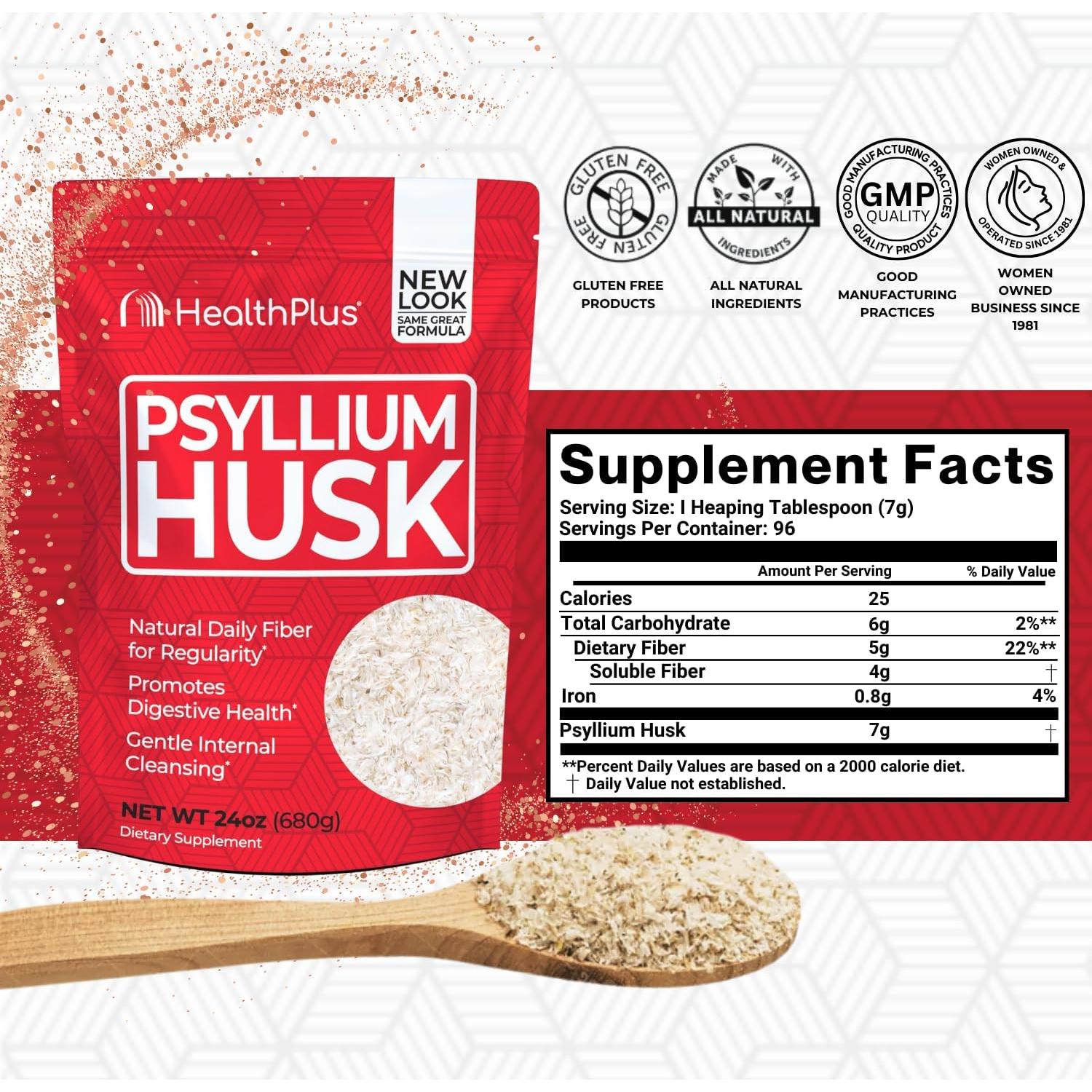 Cápsulas de Psyllium Health Plus 680 g - Suplemento de Fibra