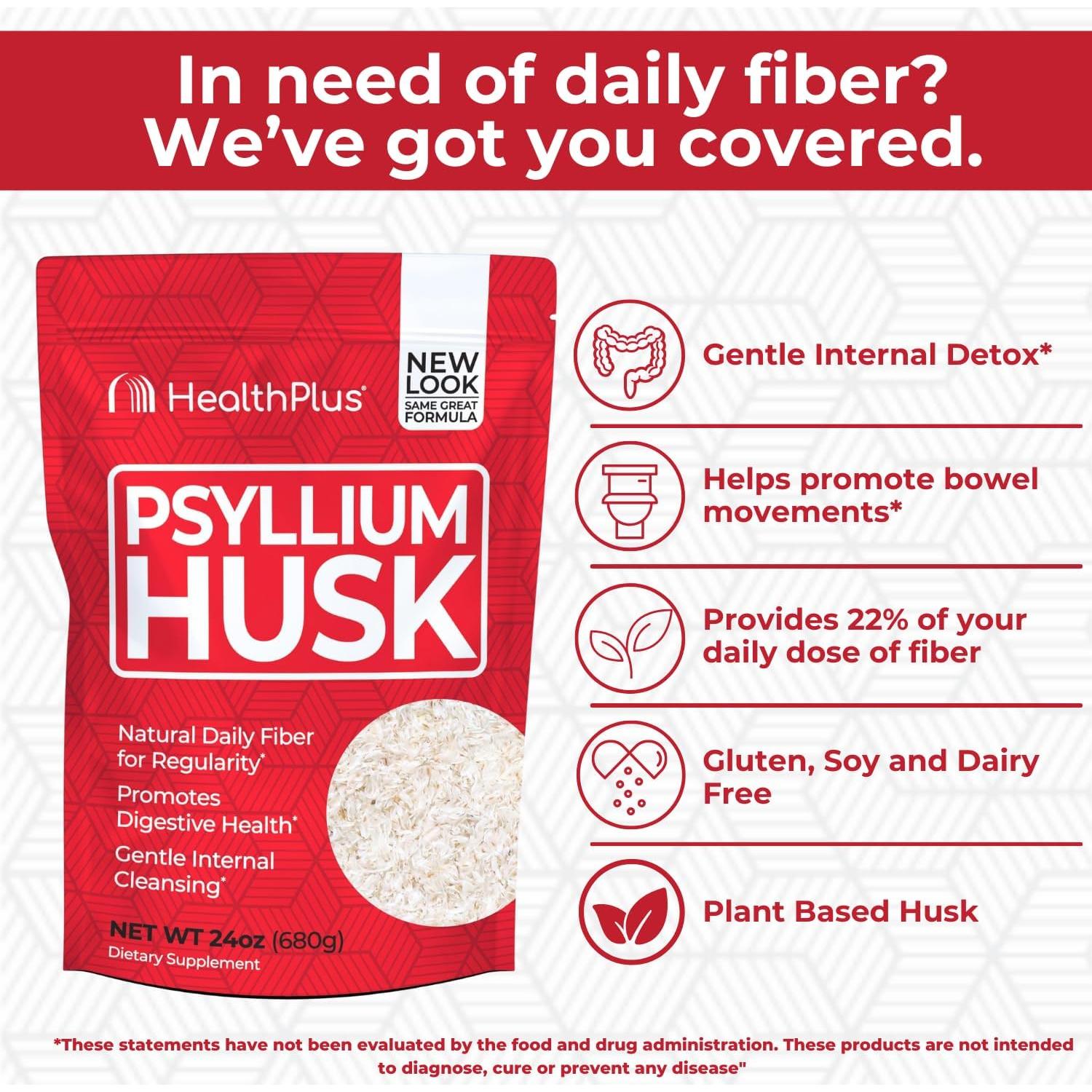 Cápsulas de Psyllium Health Plus 680 g - Suplemento de Fibra