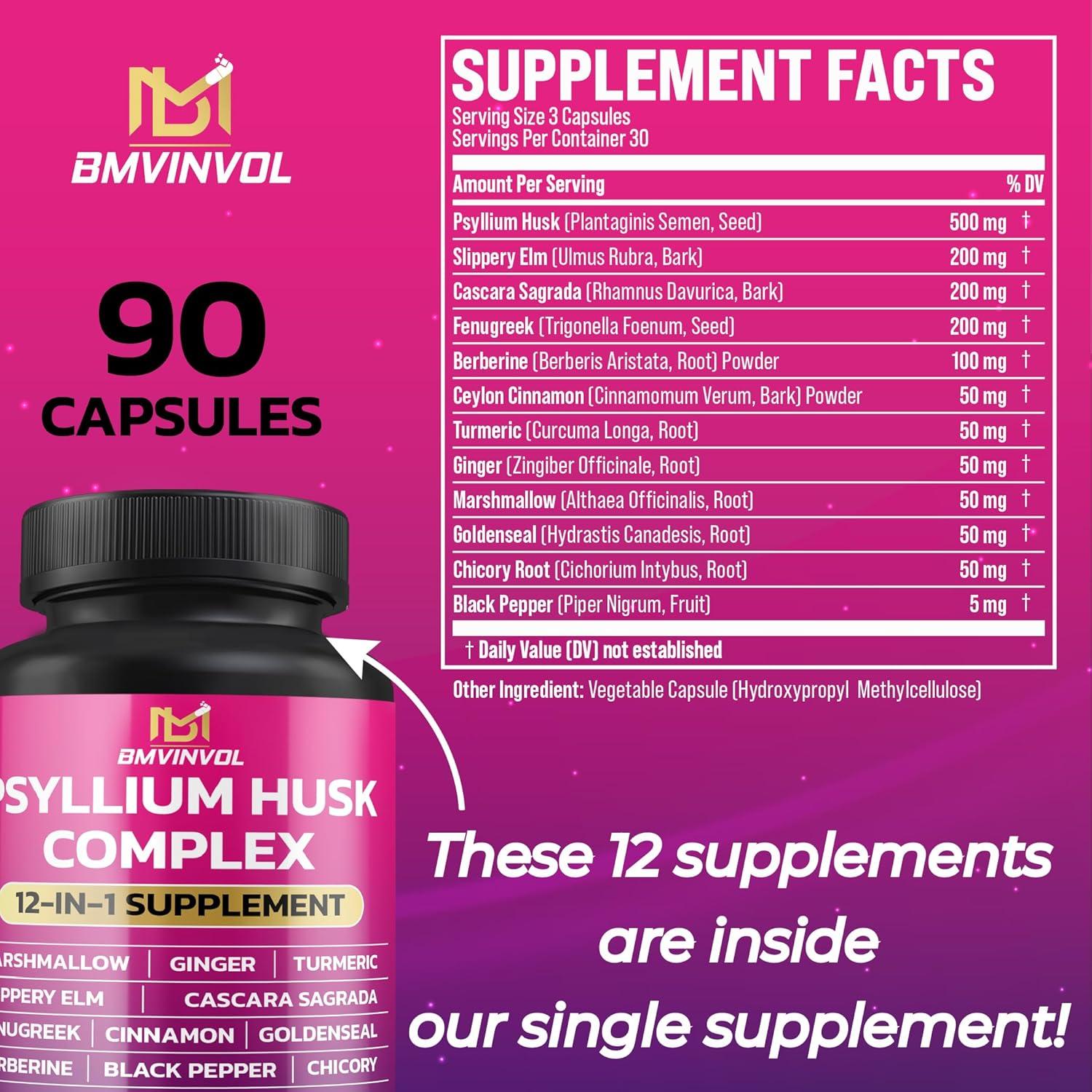 Suplemento Inmunológico BMVINVOL Psyllium Husk 90 Cápsulas