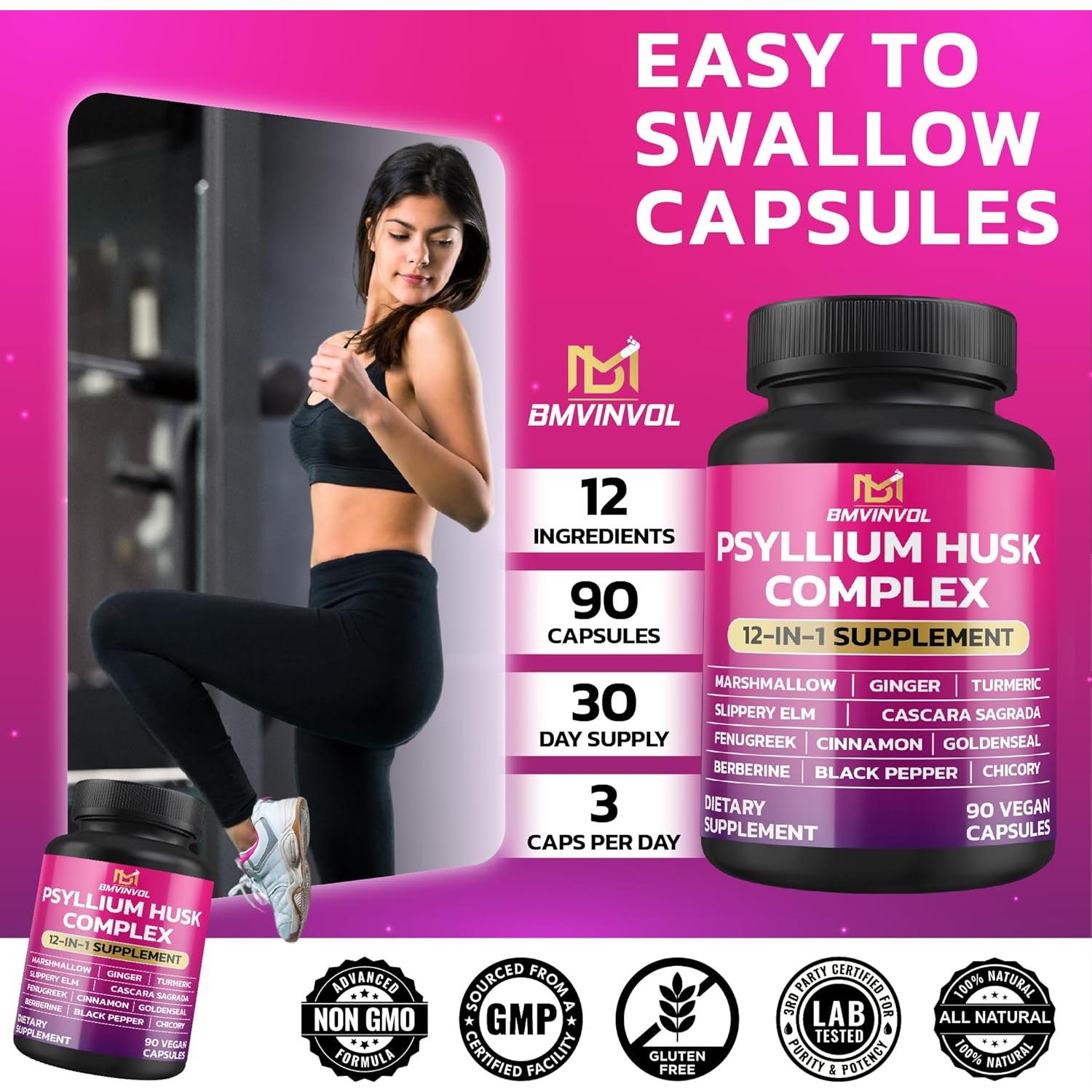 Suplemento Inmunológico BMVINVOL Psyllium Husk 90 Cápsulas