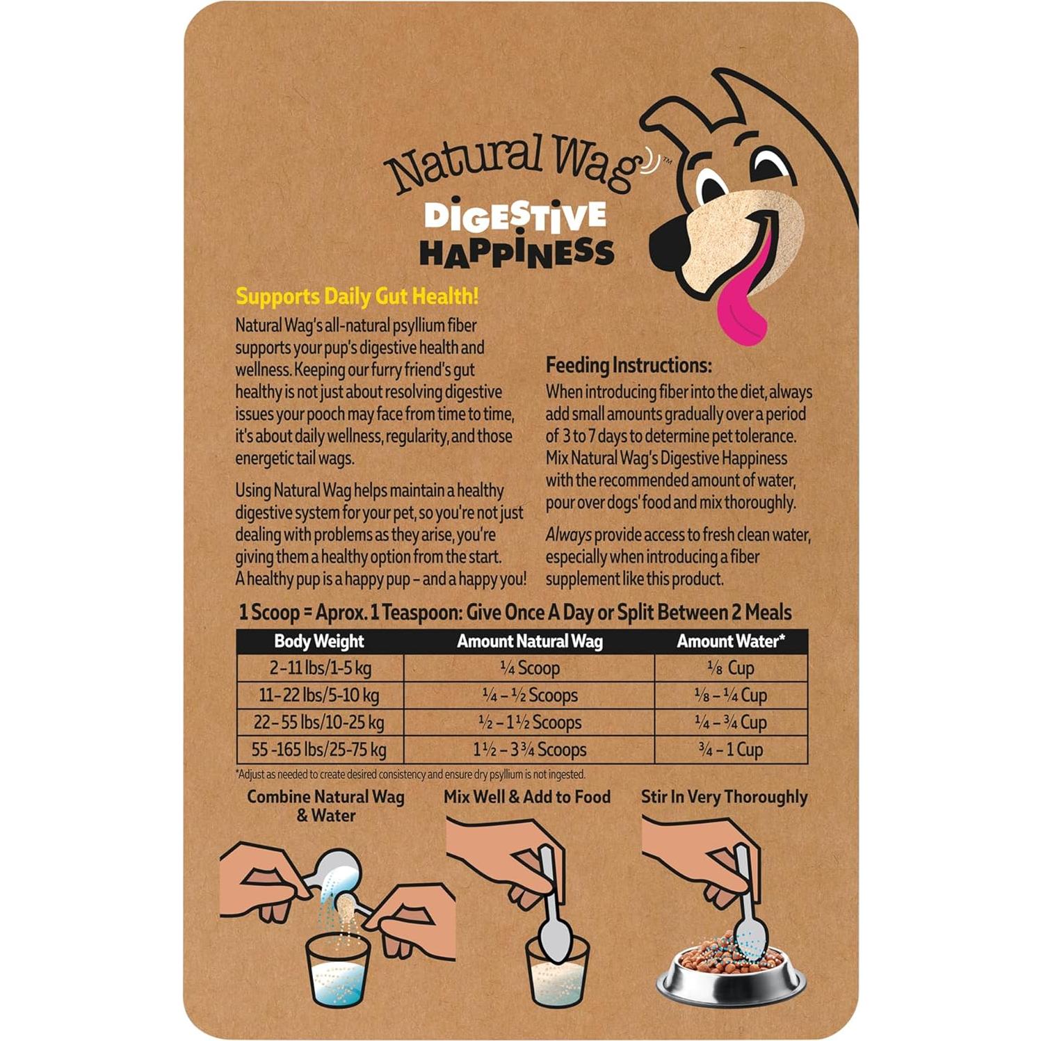 Natural Wag Fibra de Psyllium 100% para Perros 258g - Salud Digestiva