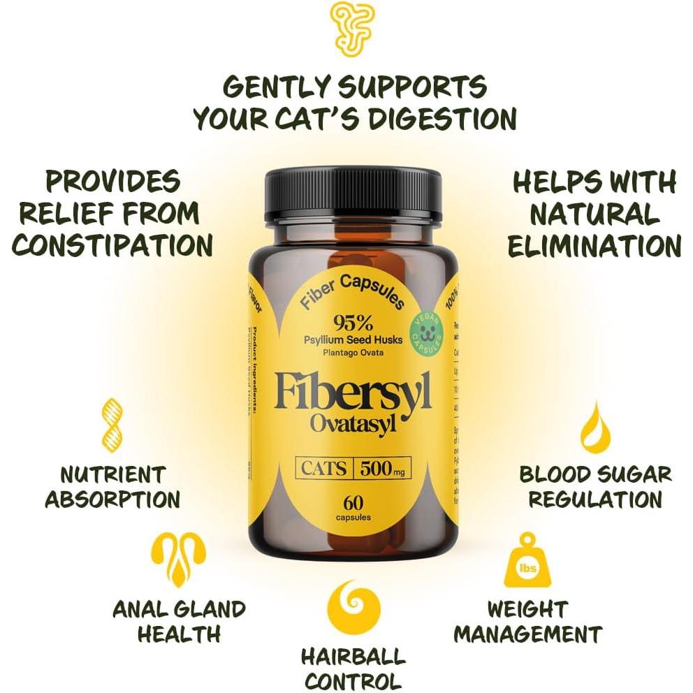 Suplemento de Fibra para Gatos FiberSyl Ovatasyl - 60 Cápsulas
