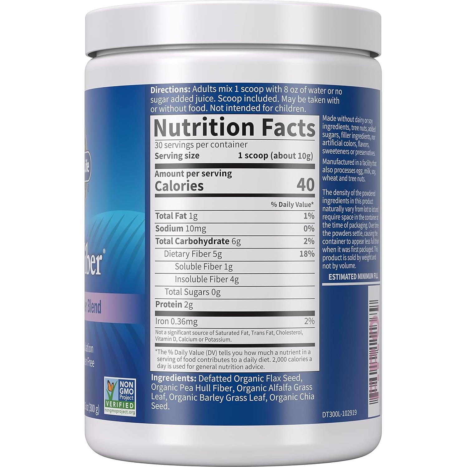 Garden of Life Polvo de Fibra Orgánica Detox Sin Sabor 30 Porciones