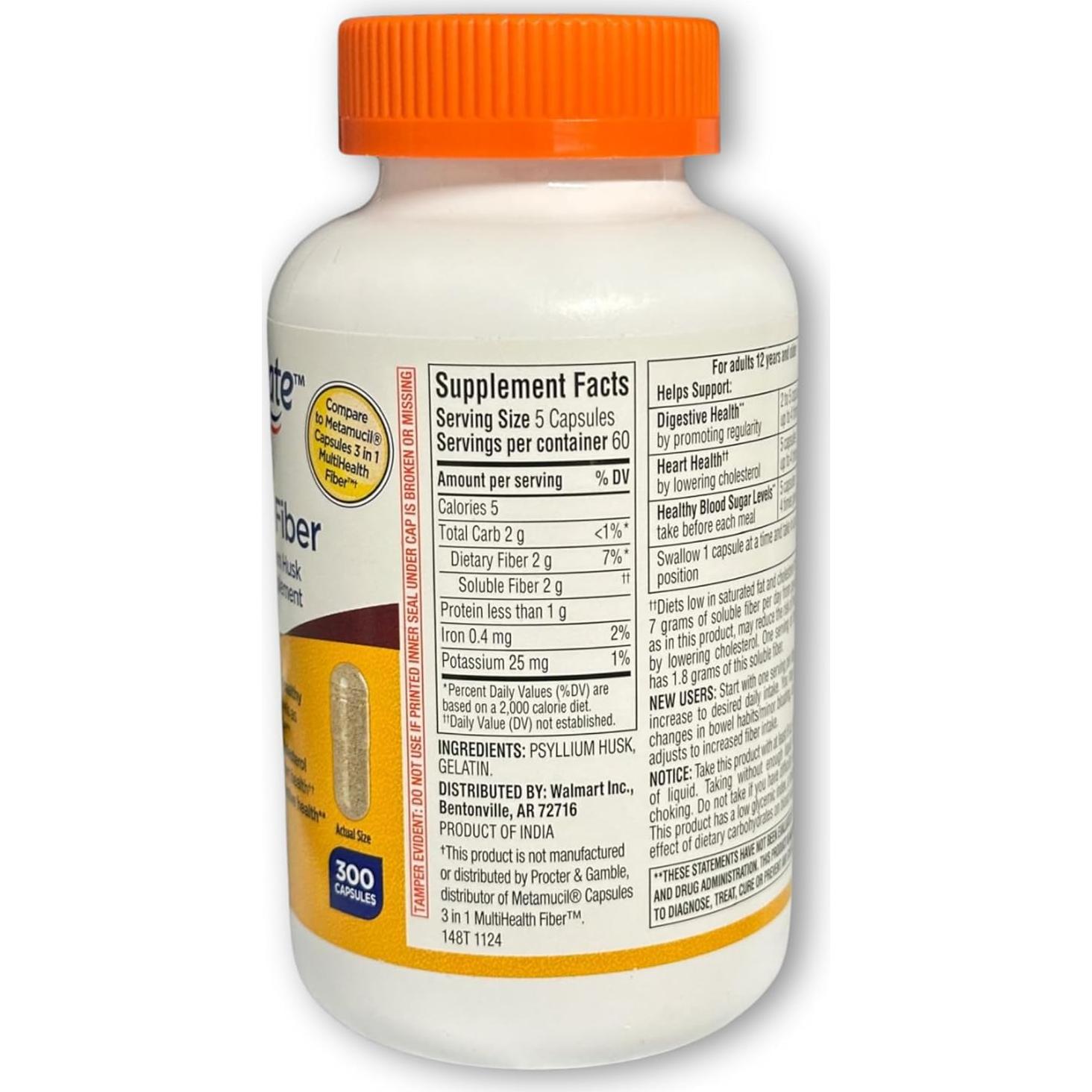 Cápsulas de Fibra Diaria Equate - Psyllium 300 Unidades