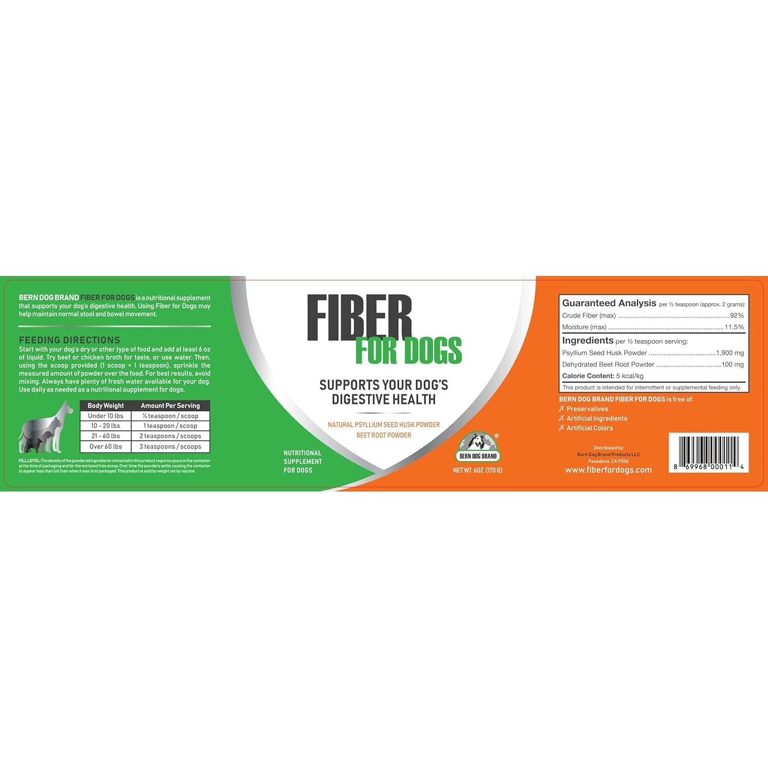 Fibra para Perros Bern Dog Brand 170 g - Polvo Natural Digestivo
