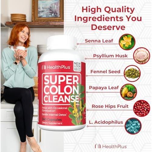 Health Plus Super Colon Cleanse 240 Cápsulas Detox Digestivo