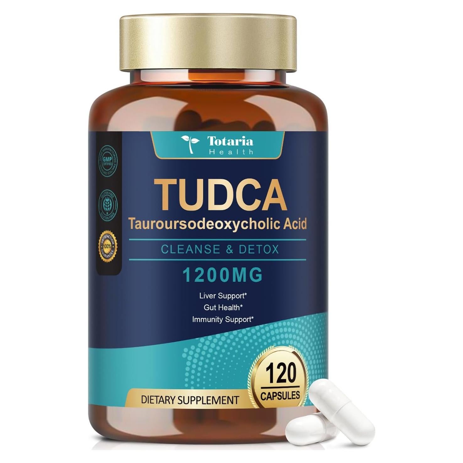 Suplemento Hepático TUDCA 1200mg Totaria 120 Cápsulas Vegano