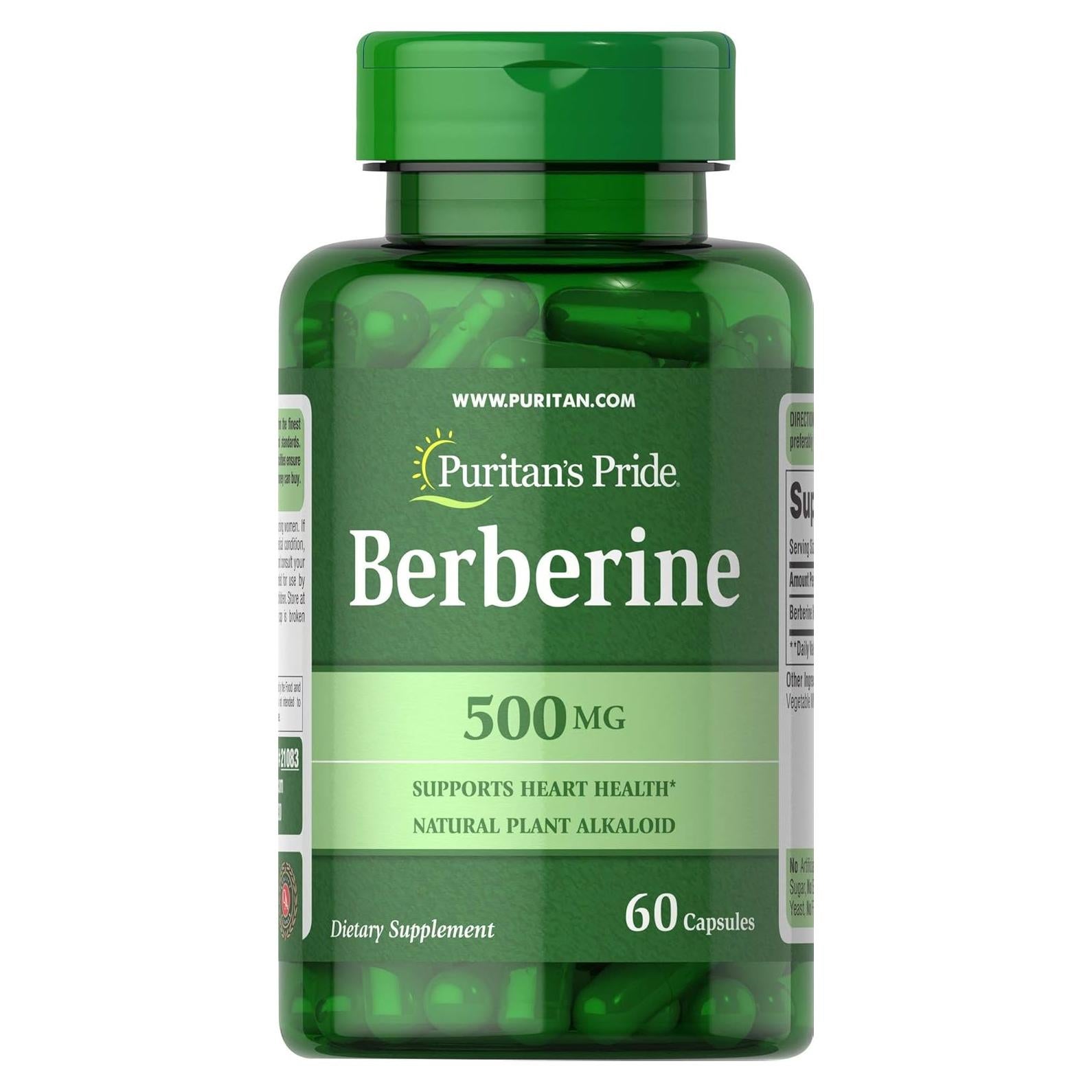 Suplemento de Berberina 500 mg Puritan's Pride 60 Cápsulas