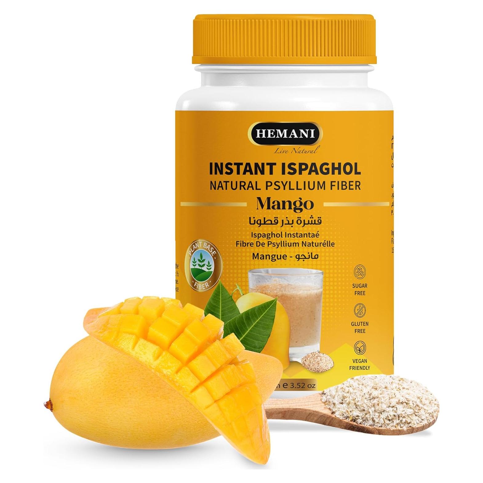 Suplemento de fibra Hemani Ispaghol 100g sabor mango
