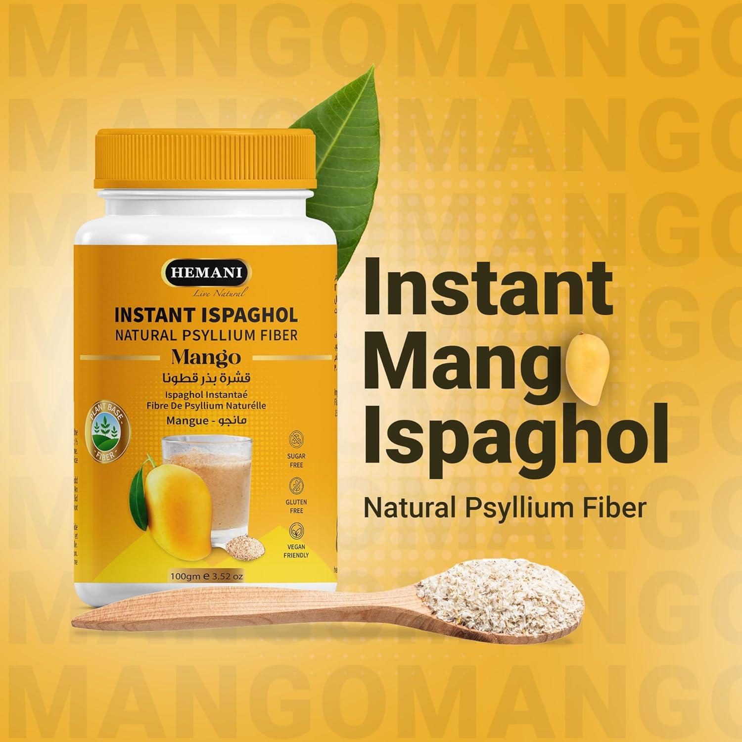 Suplemento de fibra Hemani Ispaghol 100g sabor mango