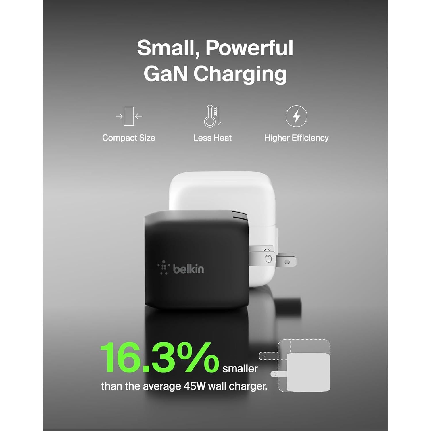 Cargador de pared Belkin 45W USB-C carga rápida para iPhone