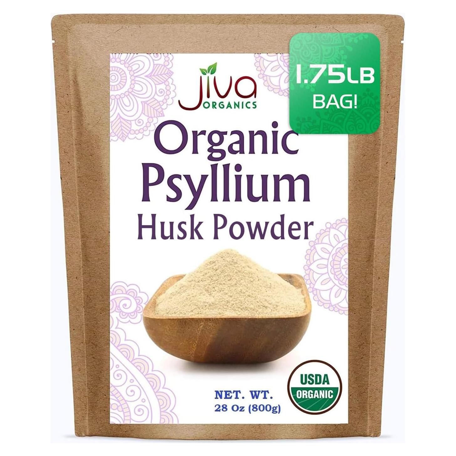 Polvo de Cáscara de Psyllium Jiva Organics 0.79 KG - Sin Gluten