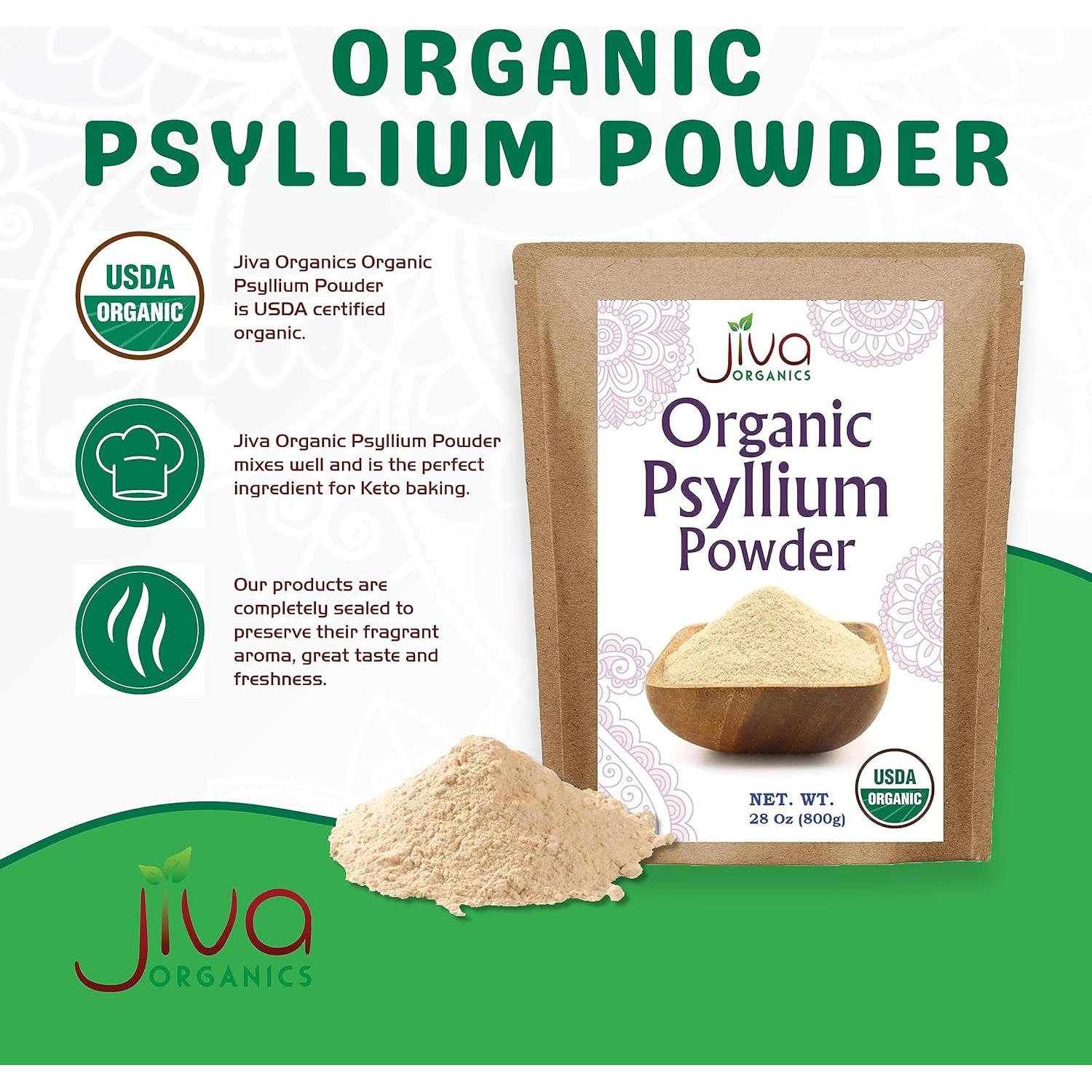 Polvo de Cáscara de Psyllium Jiva Organics 0.79 KG - Sin Gluten