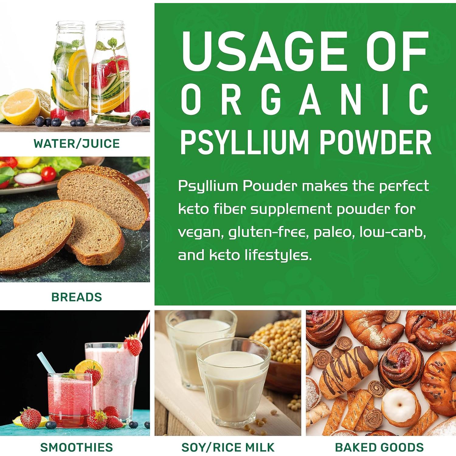 Polvo de Cáscara de Psyllium Jiva Organics 0.79 KG - Sin Gluten