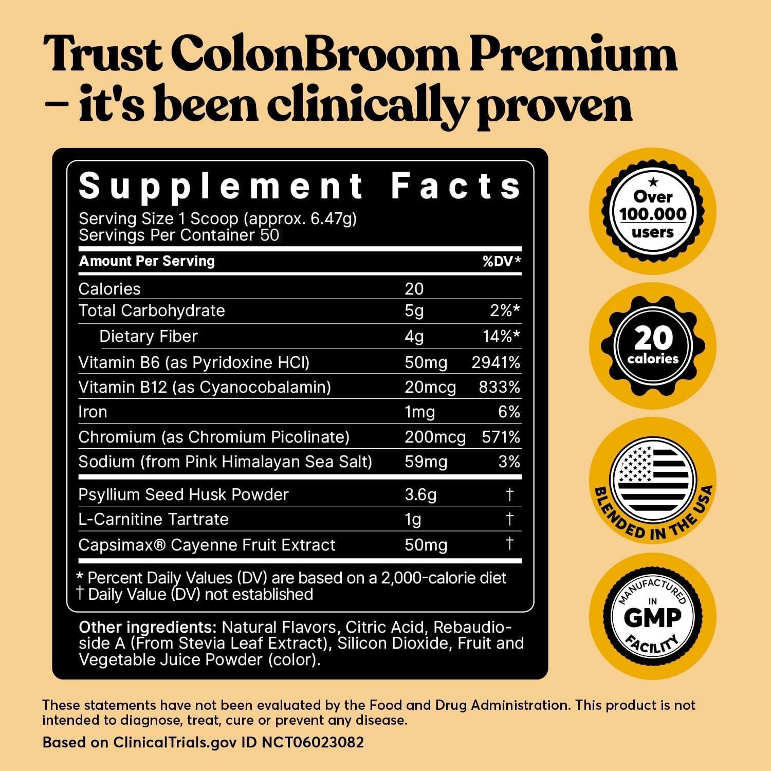 Suplemento de Fibra ColonBroom 323g - Control de Peso y Salud Intestinal