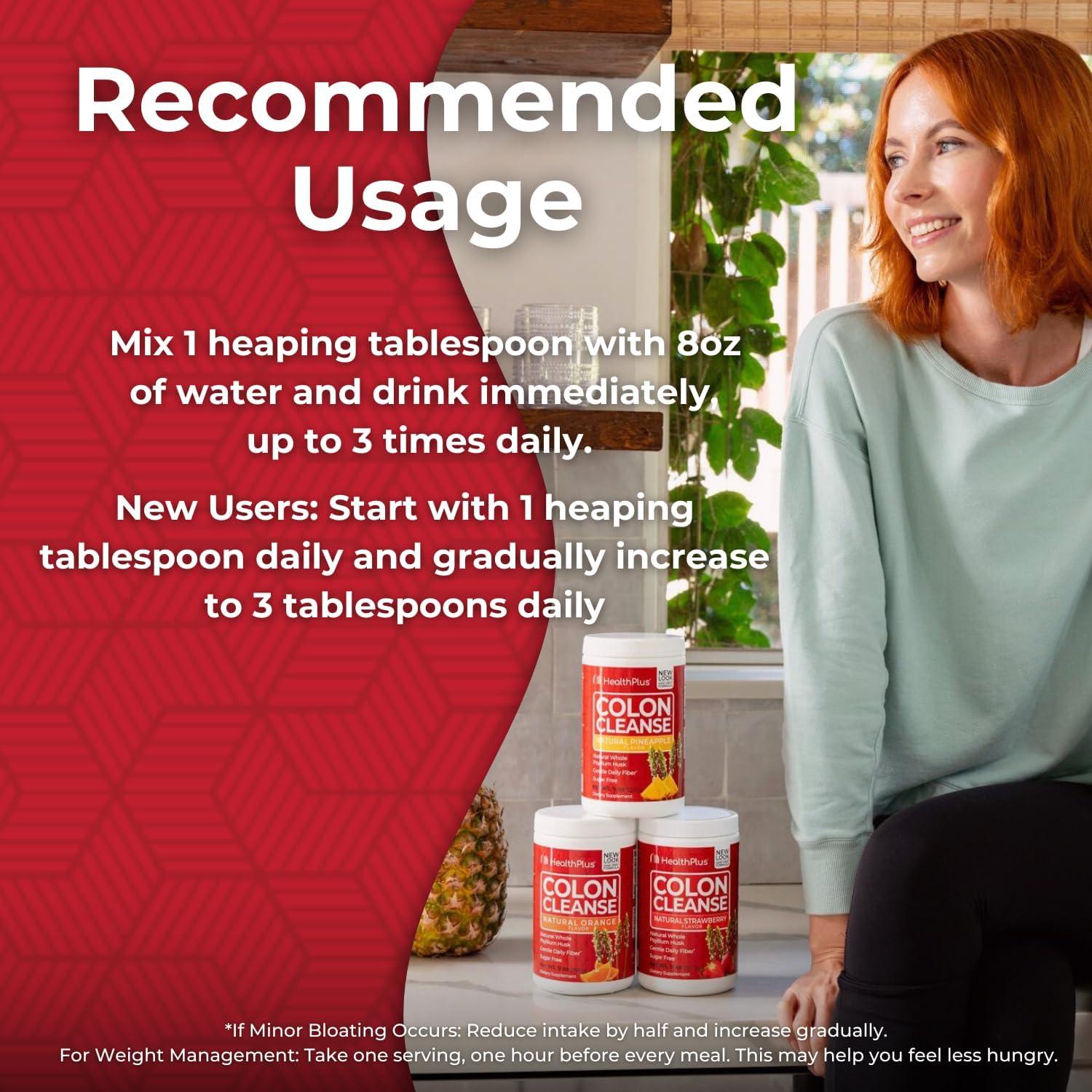 Health Plus Limpieza del Colon Fresa 255g - Cáscara de Psyllium