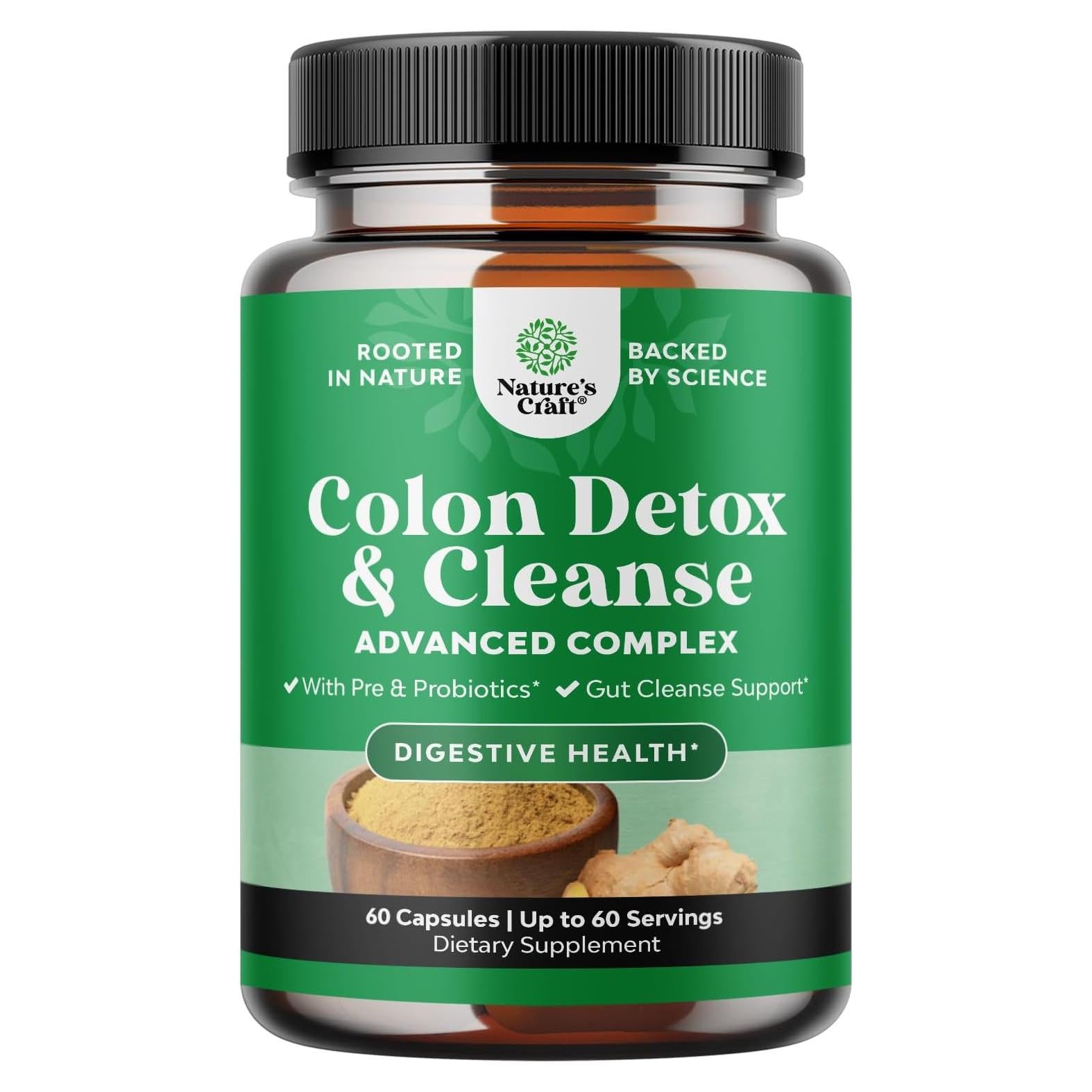 Limpiador de Colon Detox Natures Craft 60 Cápsulas Probioticas