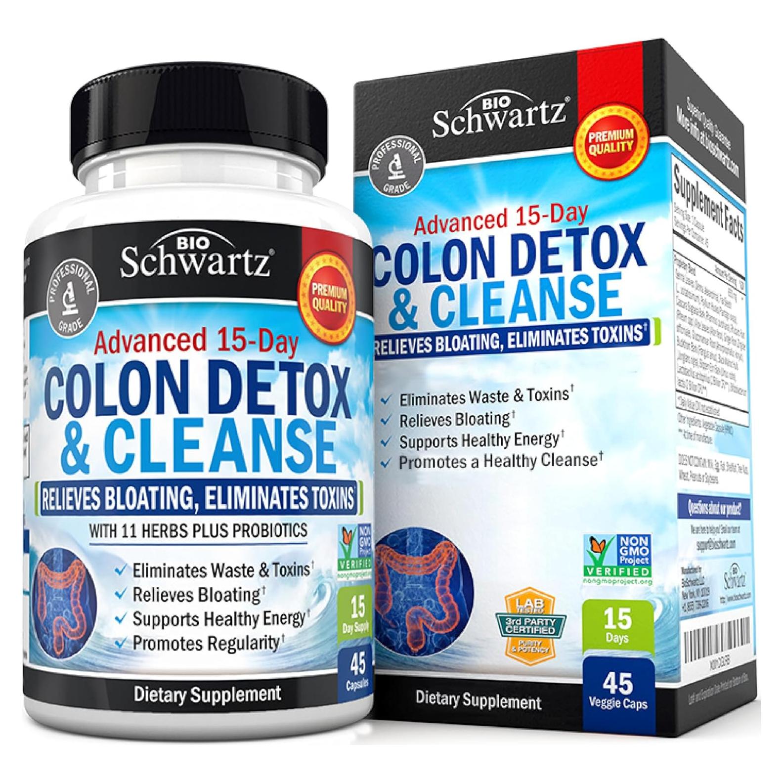 Limpiador de Colon BioSchwartz 45 Cápsulas - Desintoxicación Rápida