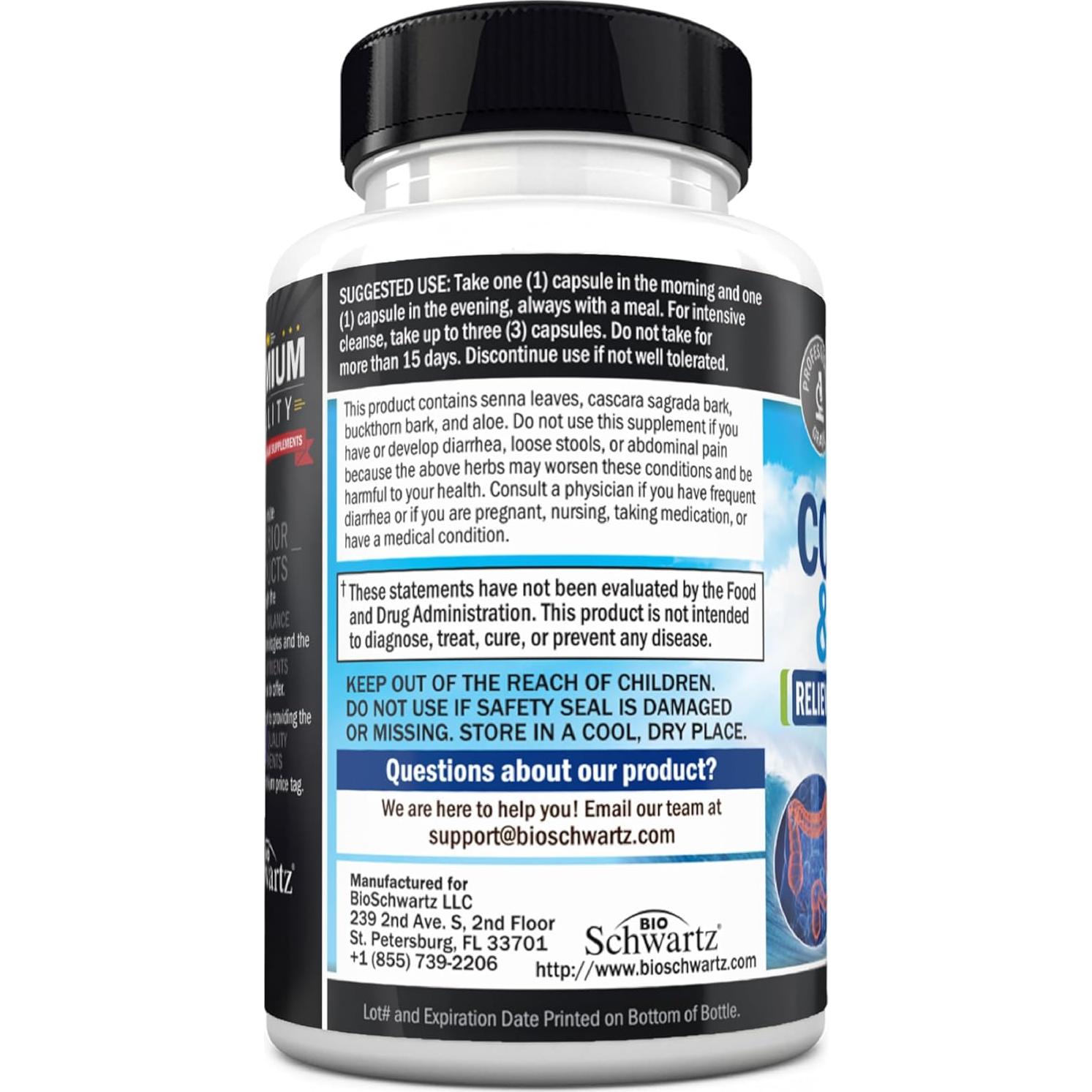 Limpiador de Colon BioSchwartz 45 Cápsulas - Desintoxicación Rápida