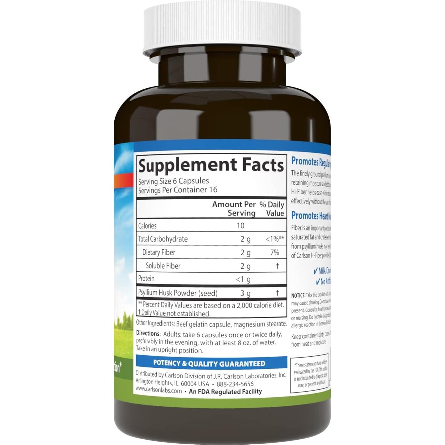 Carlson Cápsulas de Psyllium 100 Unidades - Salud del Colon