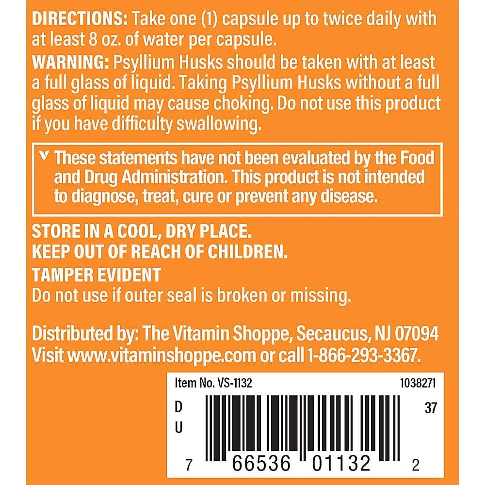 Cápsulas de Psyllium The Vitamin Shoppe 840 mg - 100 Unidades