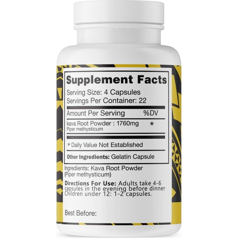 Cápsulas de Kava Royal Fiji 1760mg 100% Orgánico Relajación