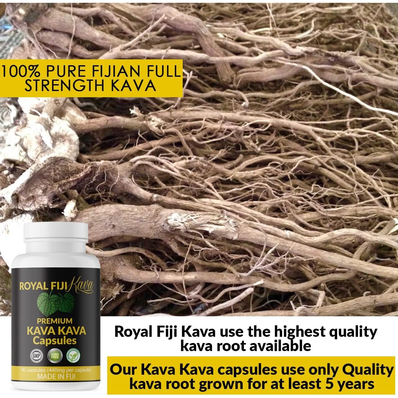 Cápsulas de Kava Royal Fiji 1760mg 100% Orgánico Relajación