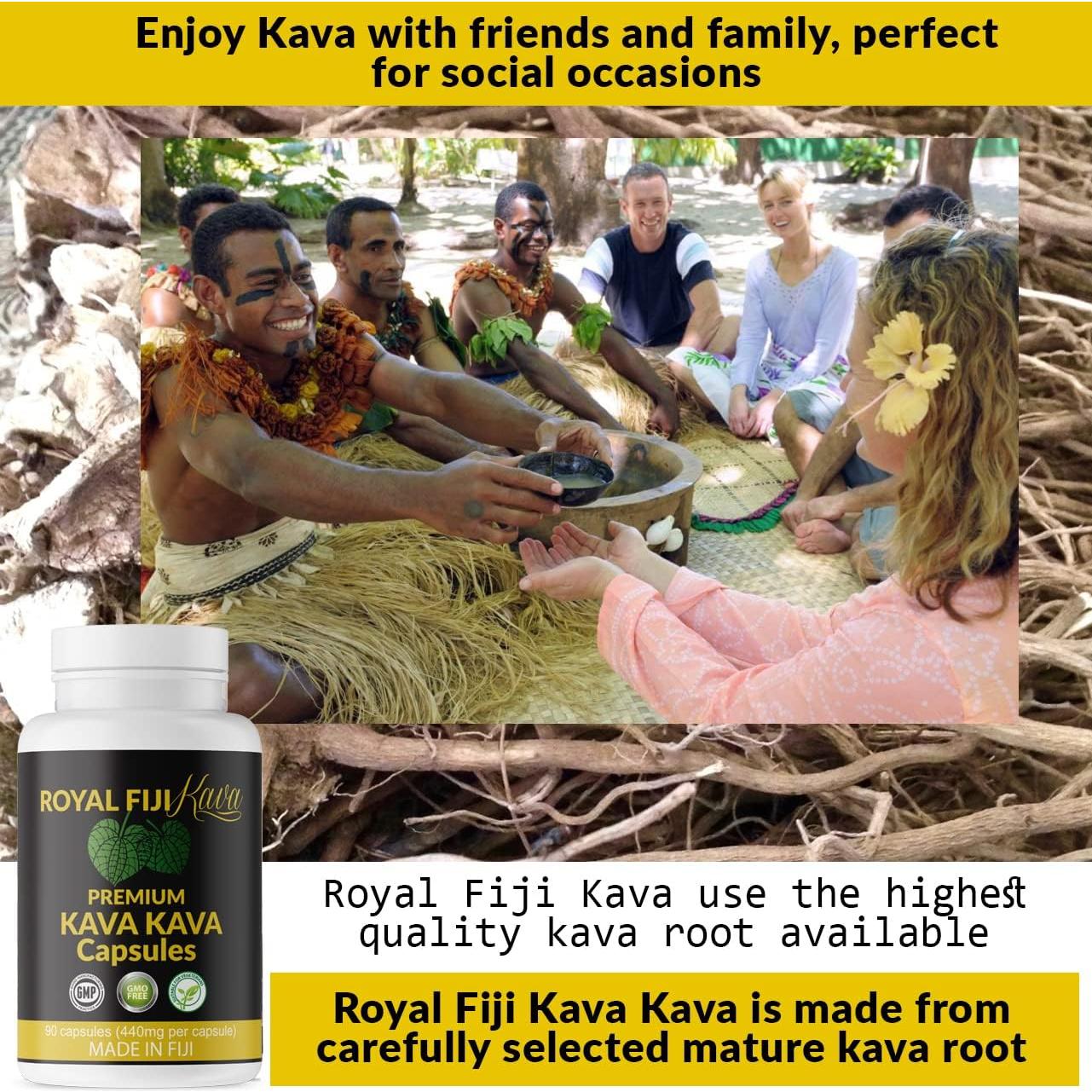Cápsulas de Kava Royal Fiji 1760mg 100% Orgánico Relajación