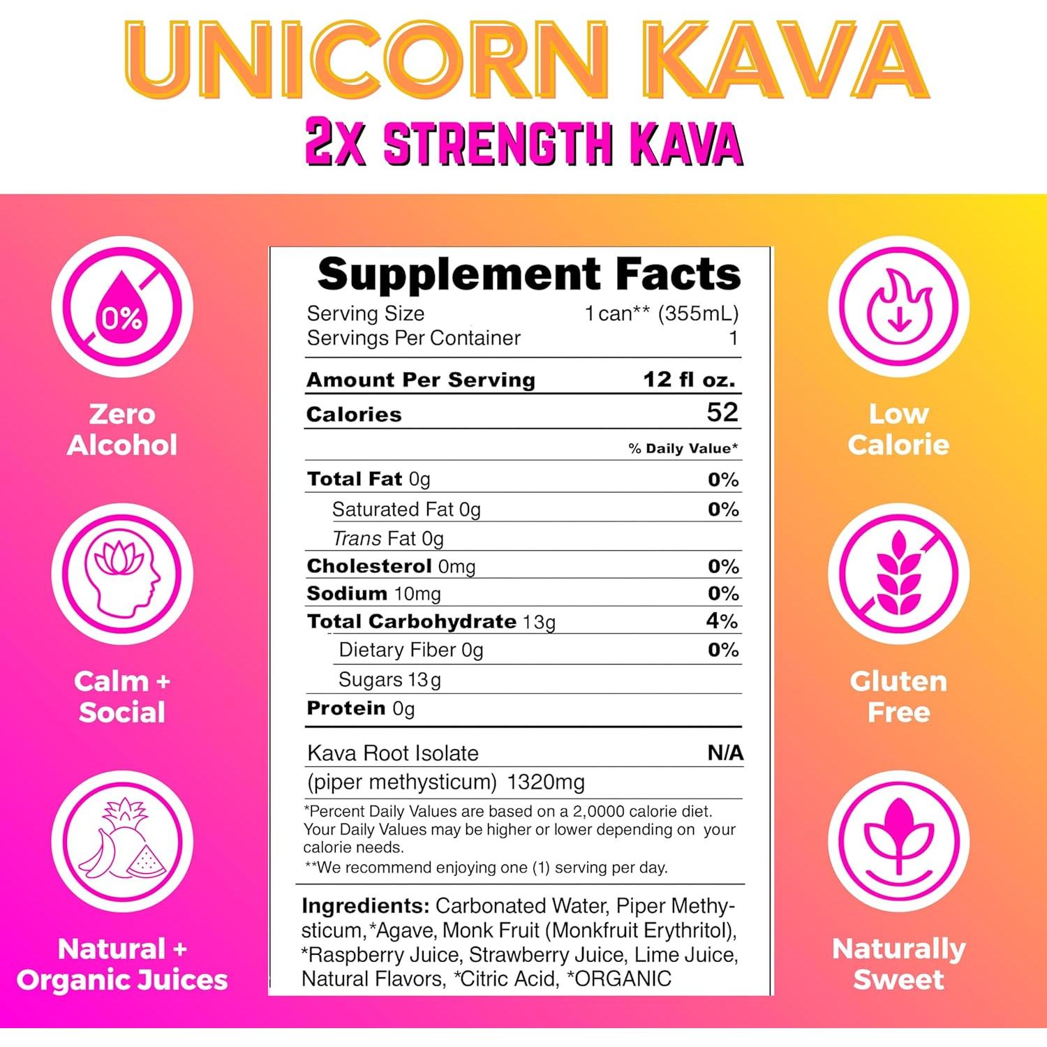 Bebida Espumosa de Kava Unicorn P Botanical Brewing 355 ml 4 Latas