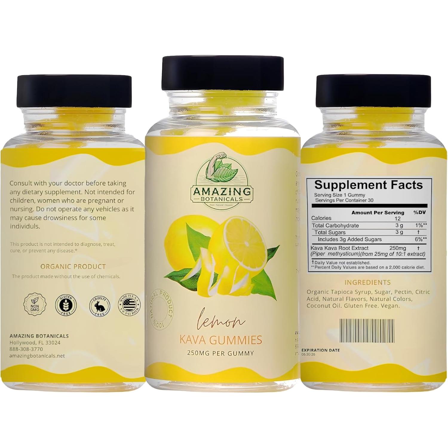 Gomitas de Kava Limón Picante 250mg - 30 Unidades Veganas